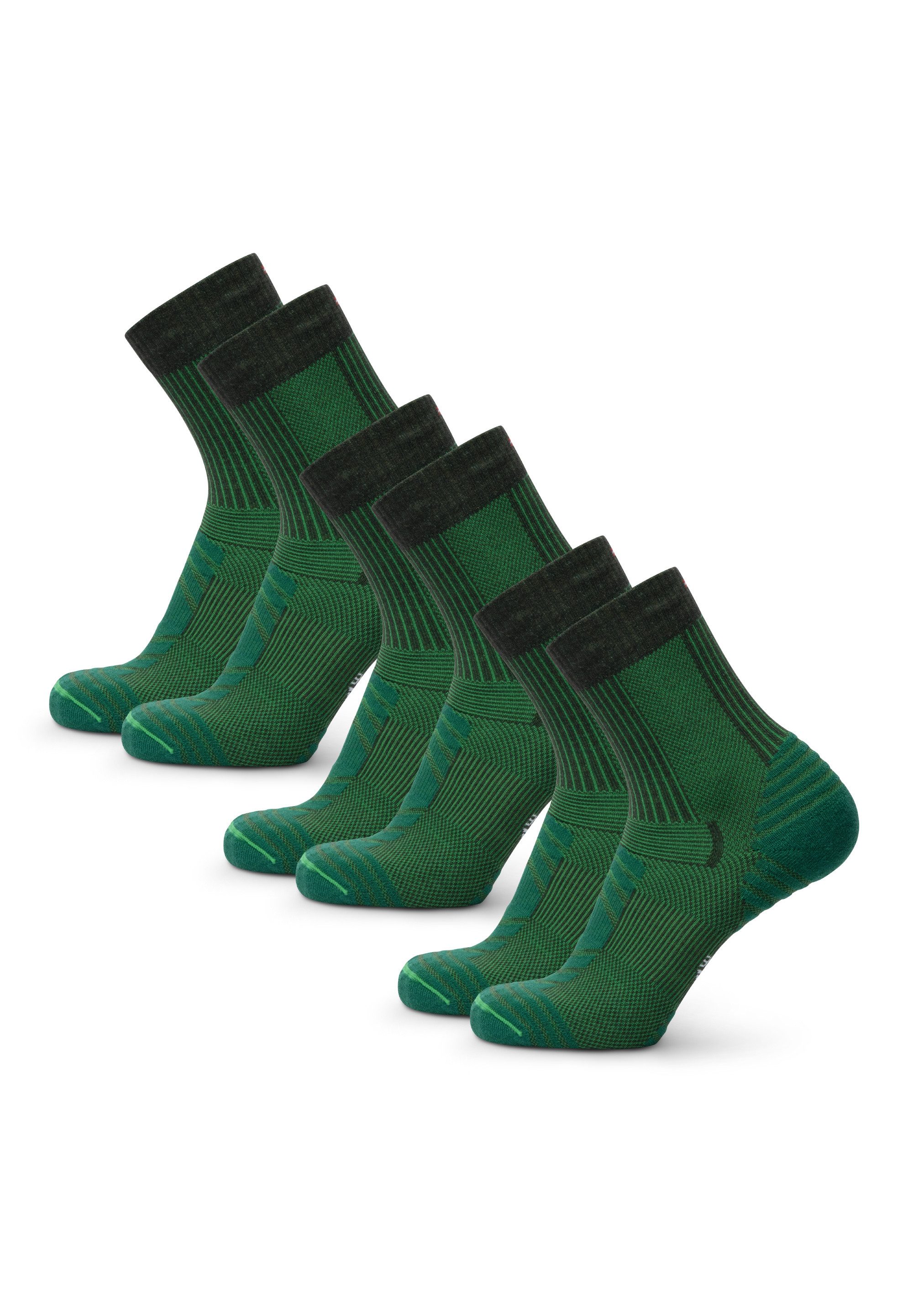 DANISH ENDURANCE Basicsocken Light Hiking Crew (3-Paar) Leicht & gepolstert, Anti-Blasen Socken, Ideal zum Wandern