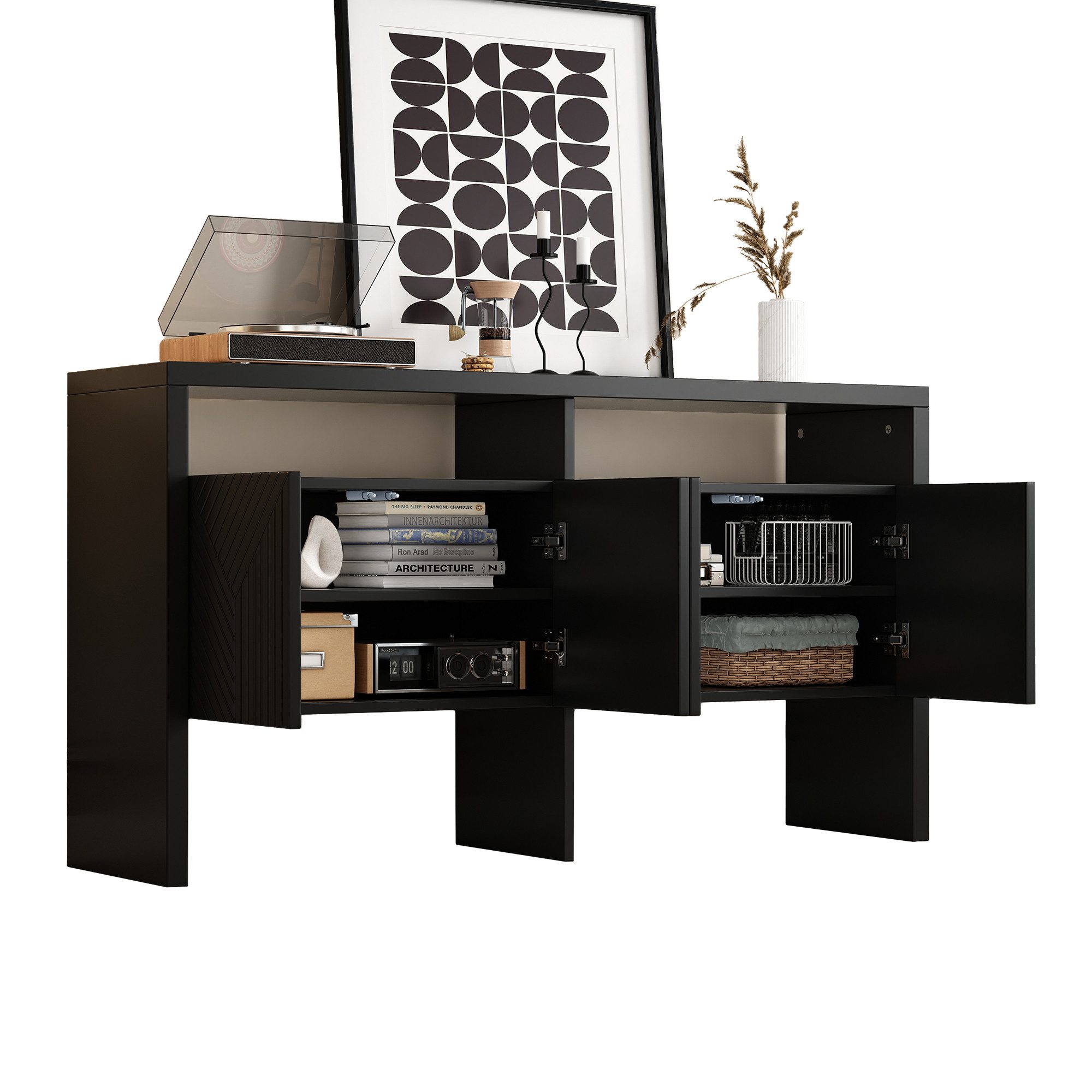 HAUSS SPOLE Sideboard Flurschrank mit stauraum,Beistellschrank mit 4 Türen, günstig online kaufen