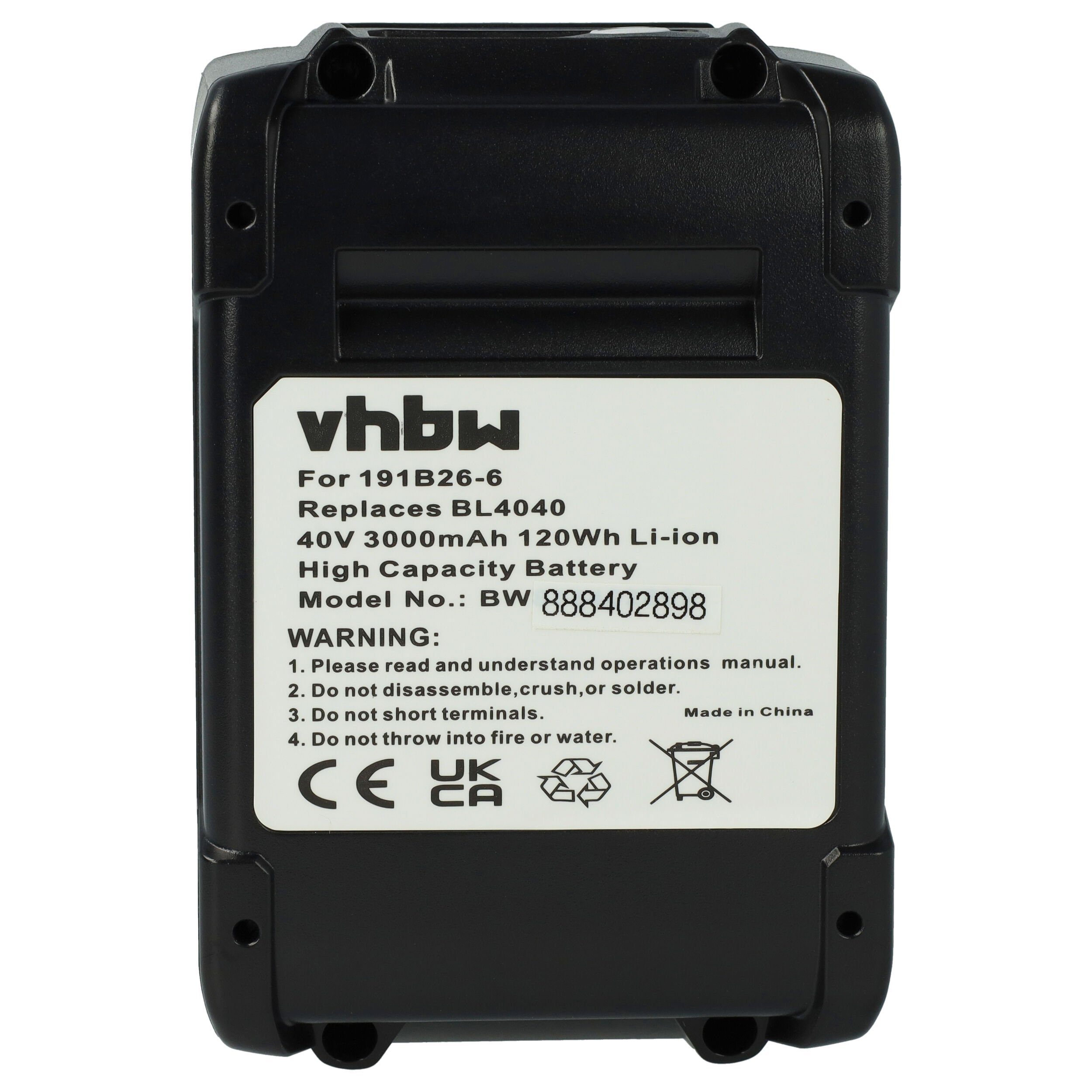 vhbw passend für Makita 40V GA005G, MAX mAh 3000 CF001G, Akku GA003G, XGT, DF001G