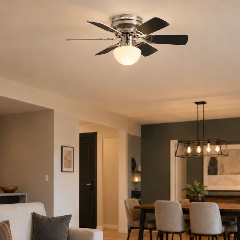V-TAC Deckenventilator, Leiser Decken Ventilator Zugschalter Leuchte Kühler Wärmer Lüfter
