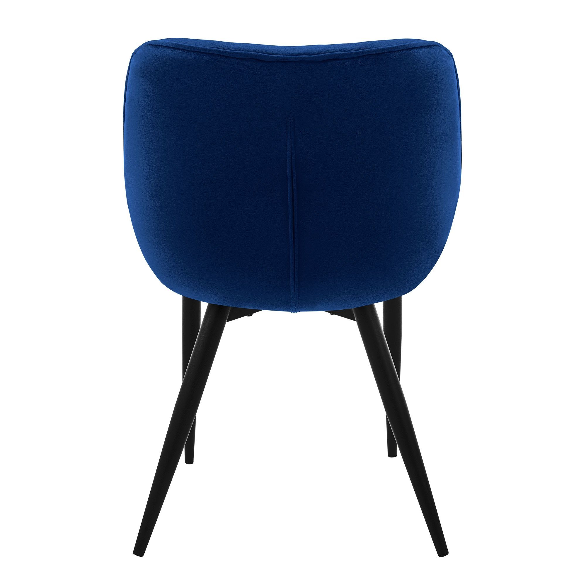 2er Wohnzimmerstuhl Ergonomisch Set ML-DESIGN Sessel, Stuhl Samtstoff Polsterstuhl Metallbeinen Dunkelblau Küchenstuhl
