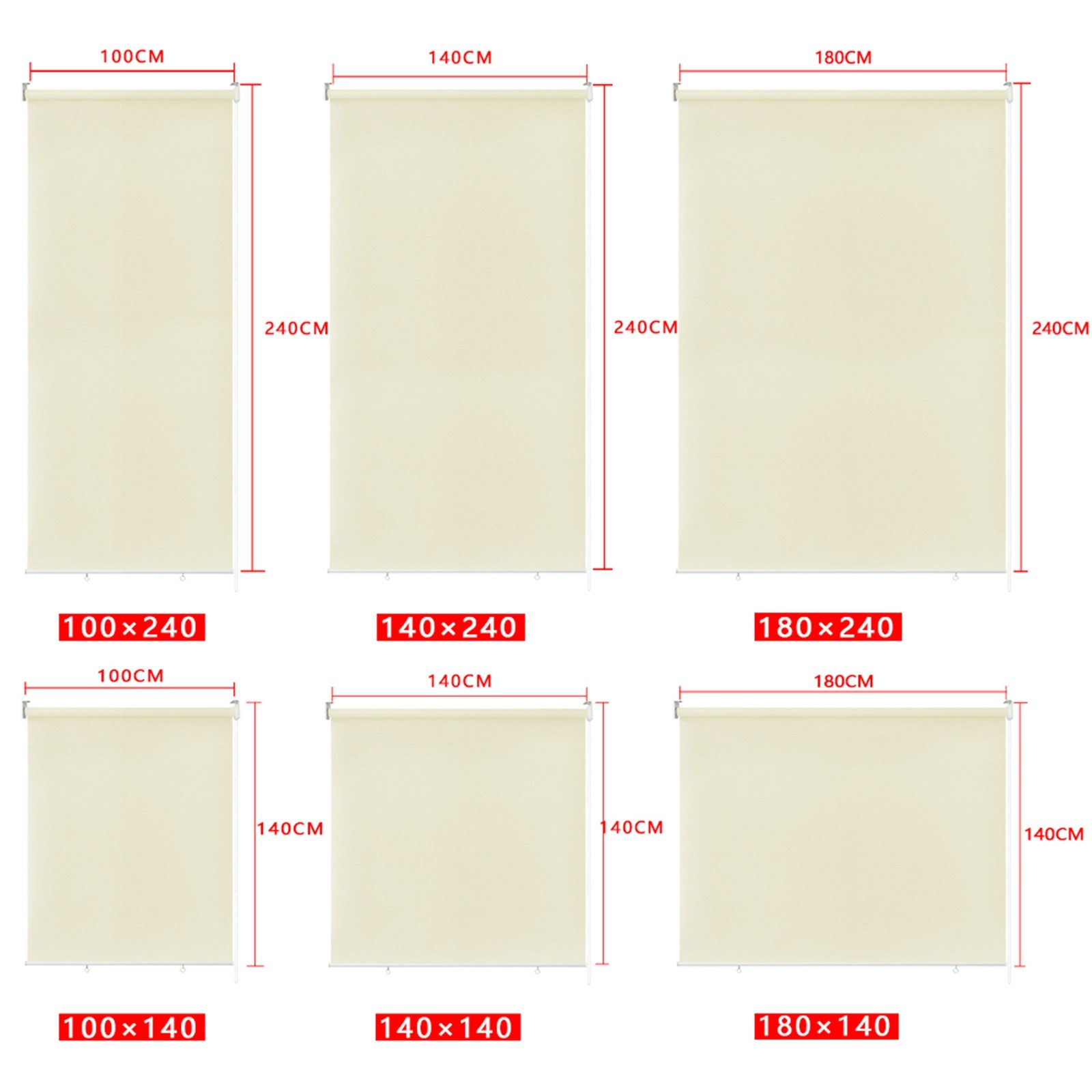 Seitenzugrollo Rollo für den Außenbereich, Sonnenschutz, UV-Schutz, FIVMEN, Schraubenmontage, Haken und Ösen, Anthrazit/Grau/Beige – Bild 2 von 5