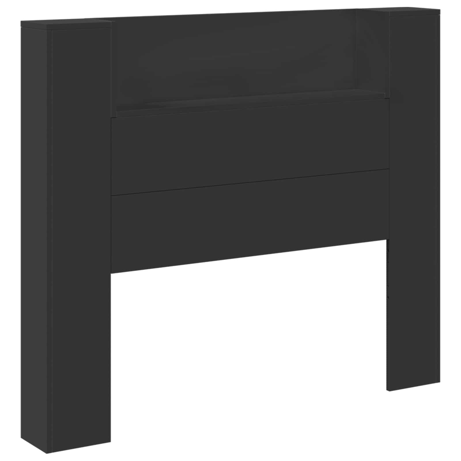 vidaXL Bett Stauraum Kopfteil mit LED Schwarz Holzwerkstoff (1-tlg)