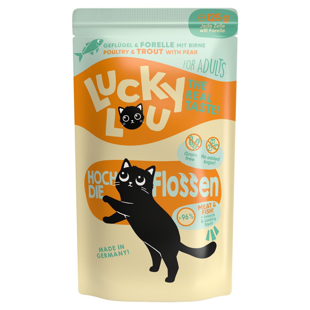 Lucky Lou Lifestage Adult Geflügel & Forelle 125 g, Nassfutter für: Katze