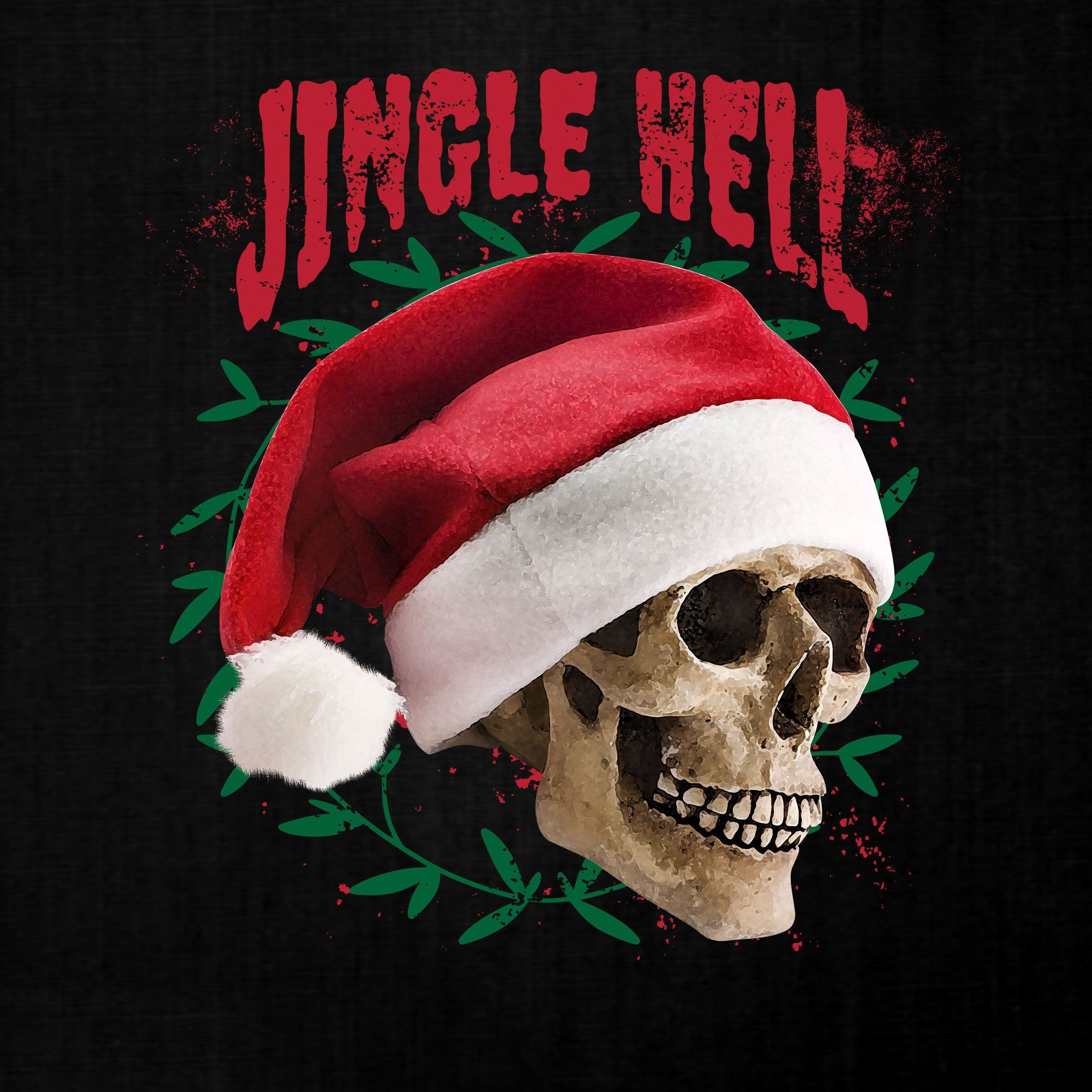 Quattro Formatee Sweatshirt Jingle Hell Totenkopf Weihnachtsmütze Anti Christmas Kinder Pullover (1-tlg)
