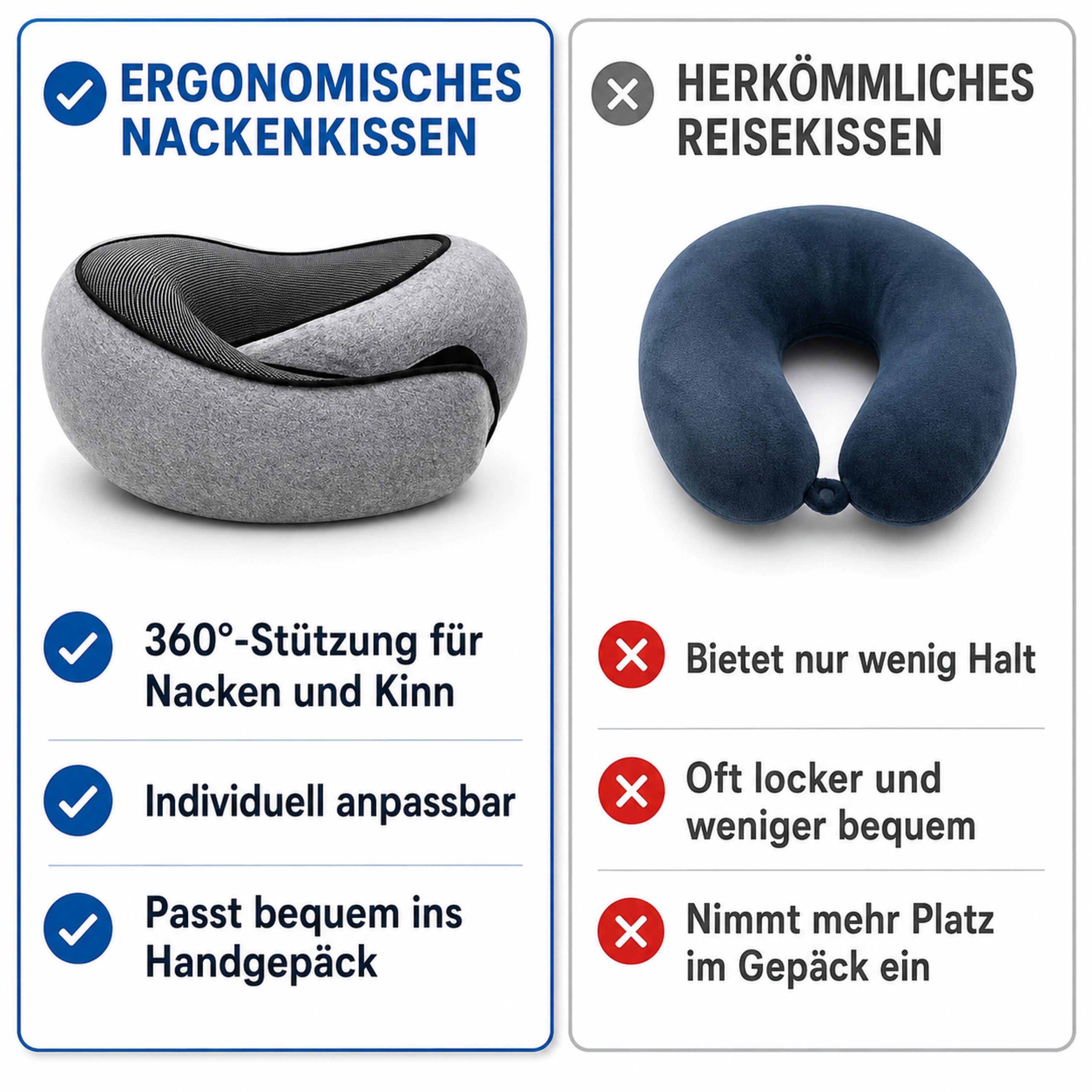 StellarLuma Nackenstützkissen Nackenstützkissen Nackenkissen Reisekissen Flugzeug Stützkissen Urlaub, Füllung: Formstabiler Memory-Foam-Komfortschaum, Sitzend, Aufrecht, Kopfkissen, Ergonomisches Nackenkissen Memory-Foam-Reisekissen ideal für Reisen