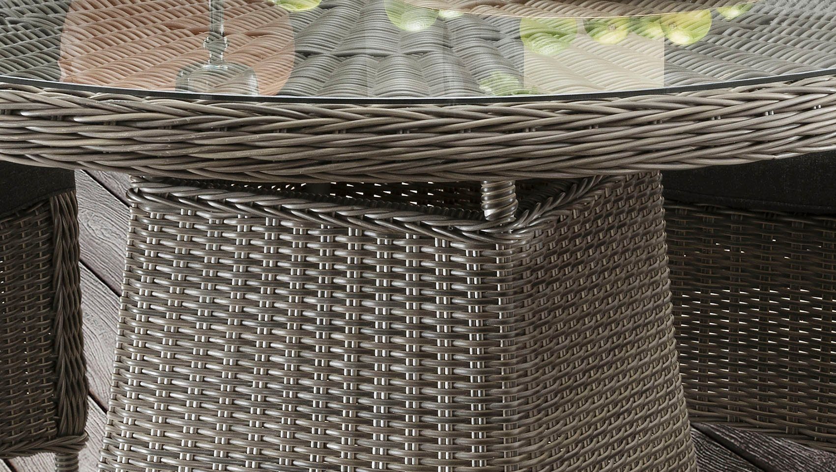 Tisch Grau 13-tlg), LUNA, inkl. Ø Vintage + 4 Auflagen Polyrattan, Garten-Essgruppe 120x75cm, CASA Destiny (Set, Sessel