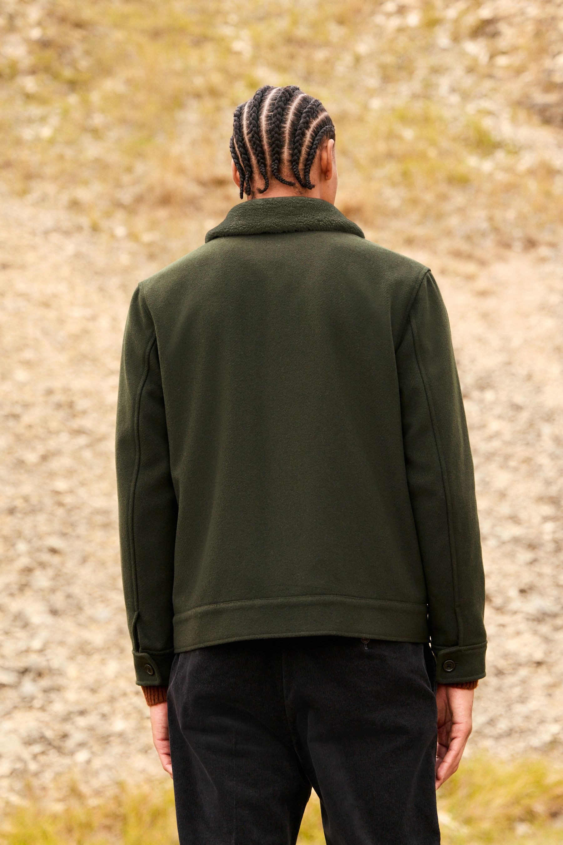 Next Wollmantel Twill-Jacke mit Borgkragen aus Wollgemisch (1-tlg)