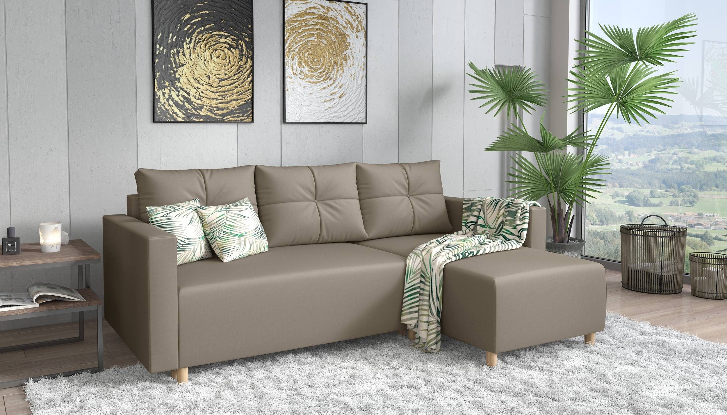 Design frei Bettkasten, mit Ecksofa Bettfunktion mane stellbar, im Klassisch Stylefy Bonellfederkern, mit und bestellbar, oder Livenza, L-Form, Raum Eckcouch, rechts links