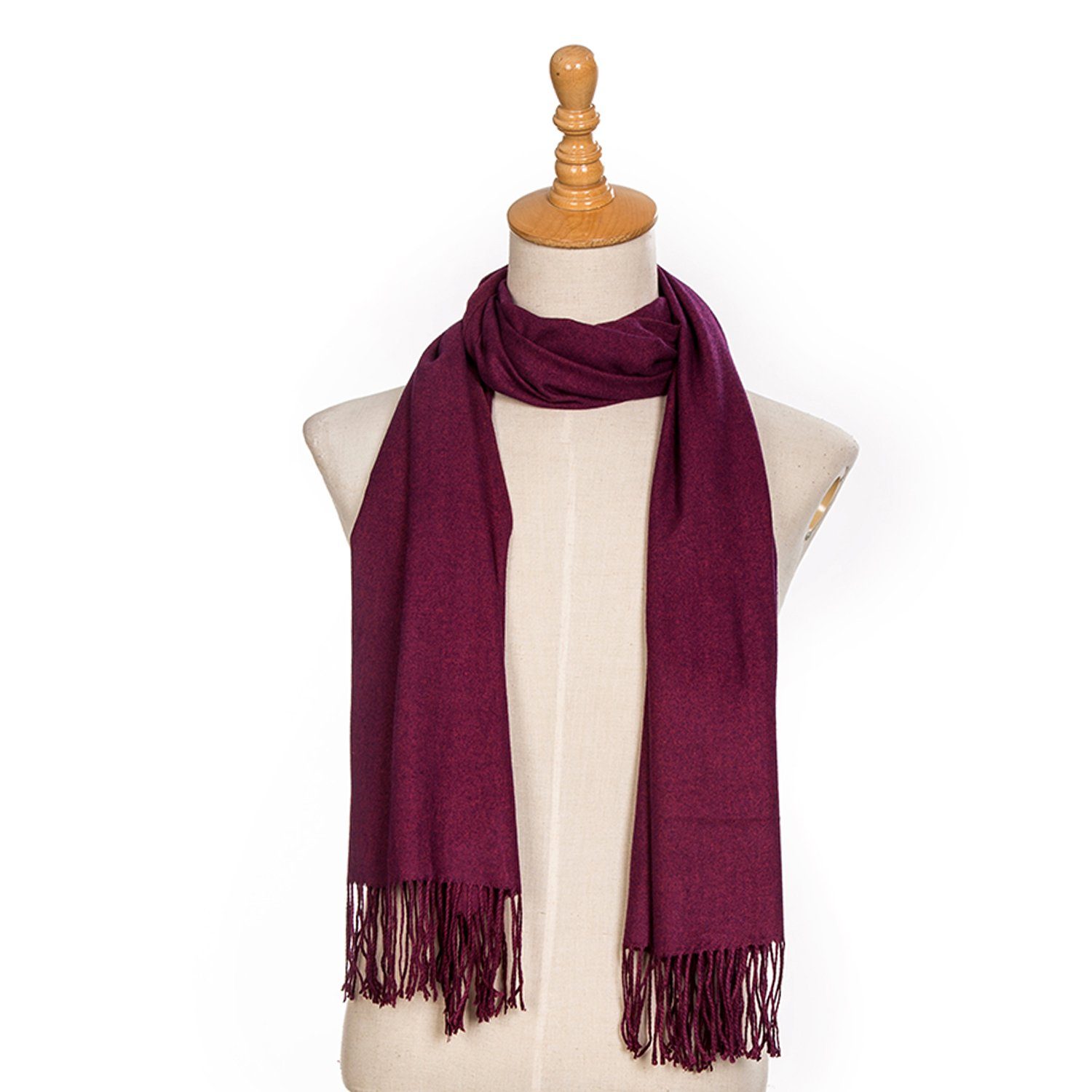 Schal Damen Schal einfarbig 185 x 65 cm, (1-St), Damenschal, kuschlig weich, mit Fransen, Feinstrick