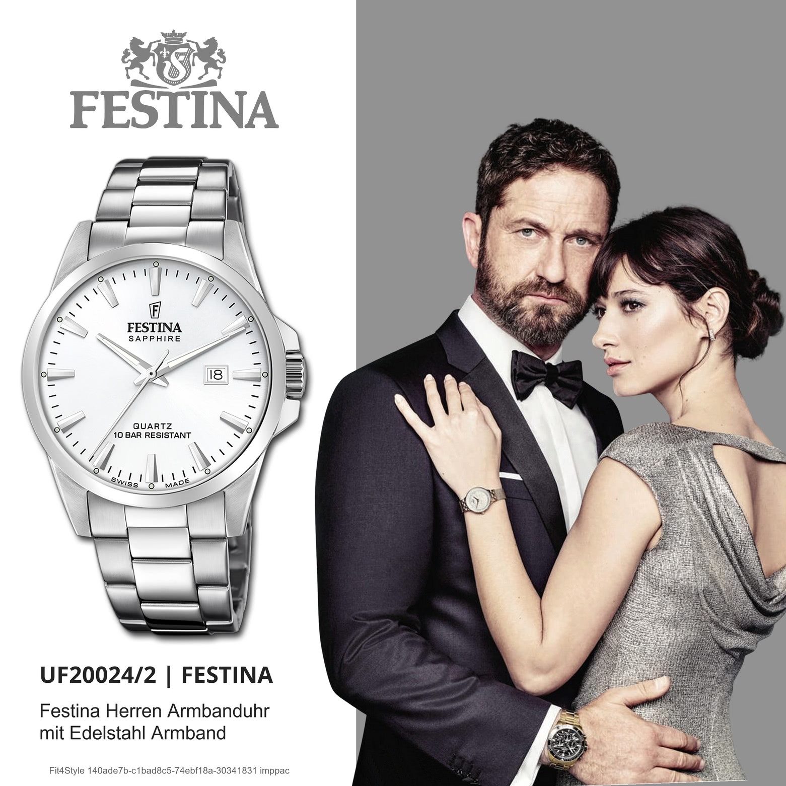 Festina Quarzuhr Festina Herrenuhr Edelstahl silber, (Analoguhr), Herren Armbanduhr rund, Edelstahlarmband silber, Elegant