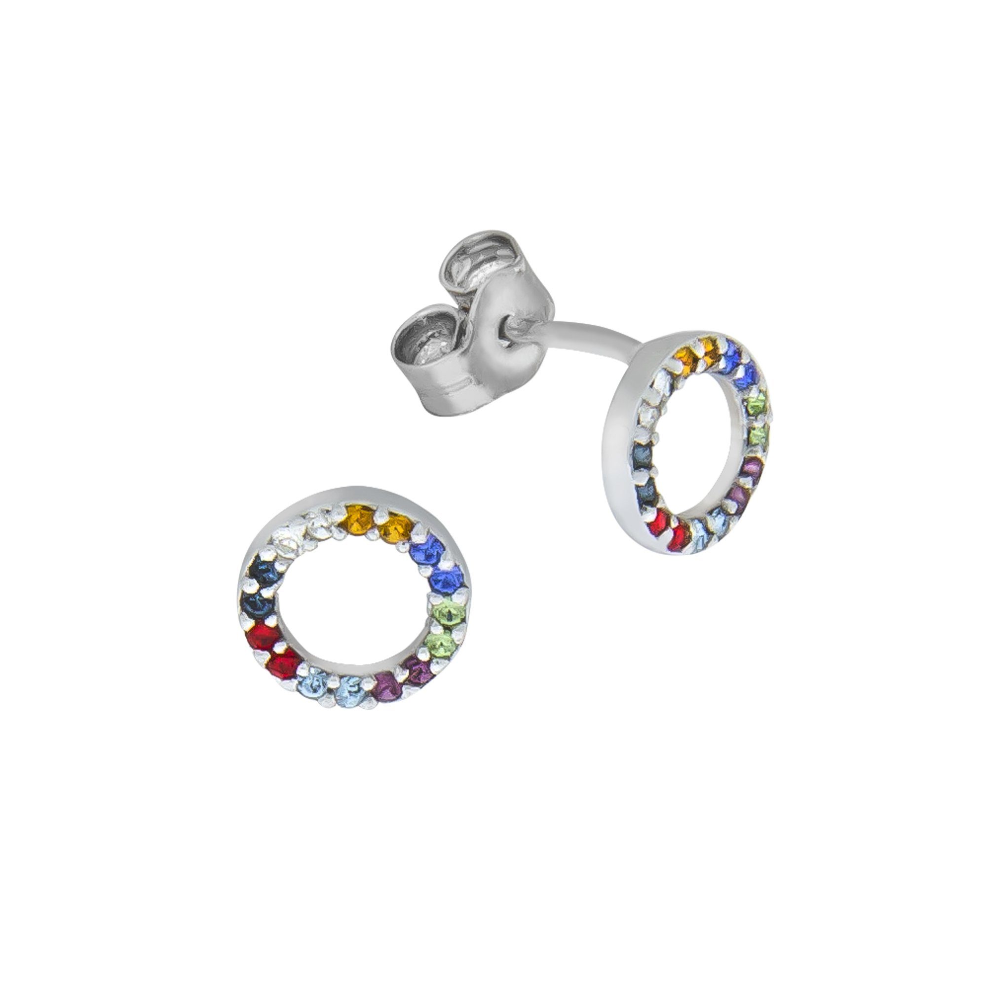 Paar Ohrstecker 925/- Sterling Silber rhodiniert Kristall bunt