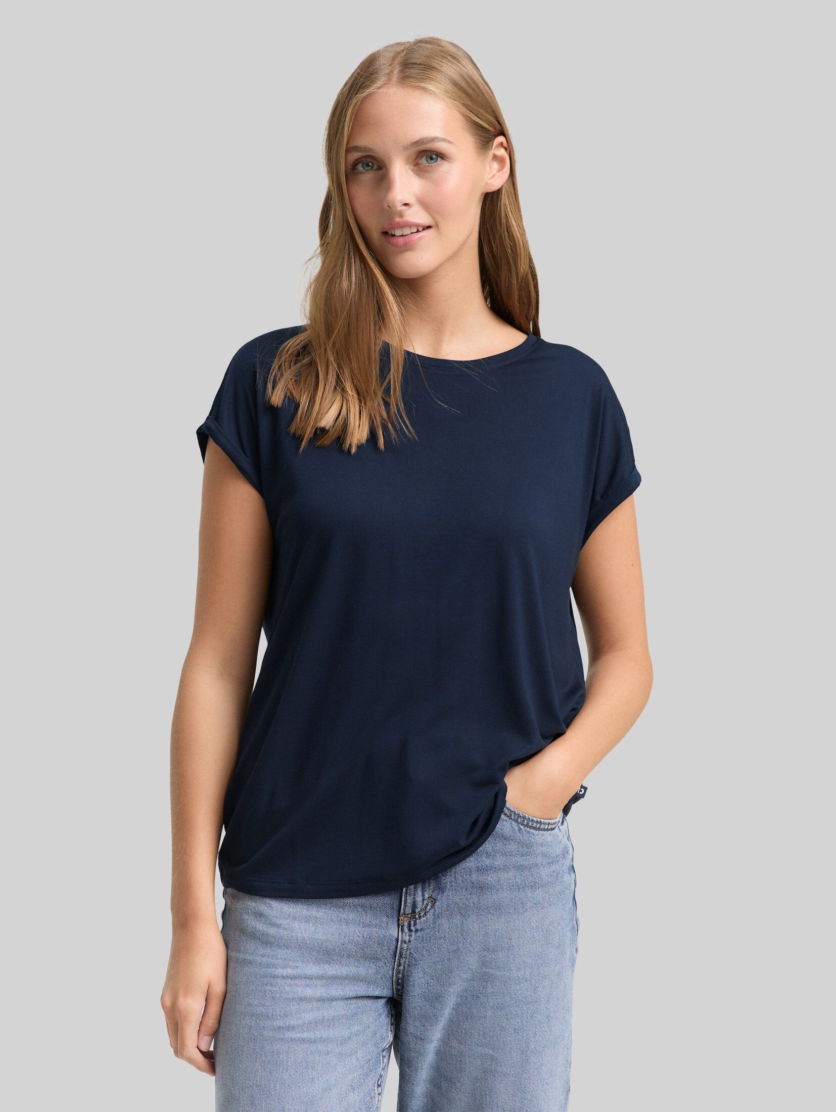 TOM TAILOR Denim T-Shirt T-Shirt (im Einserpack) Loose Fit T-Shirt