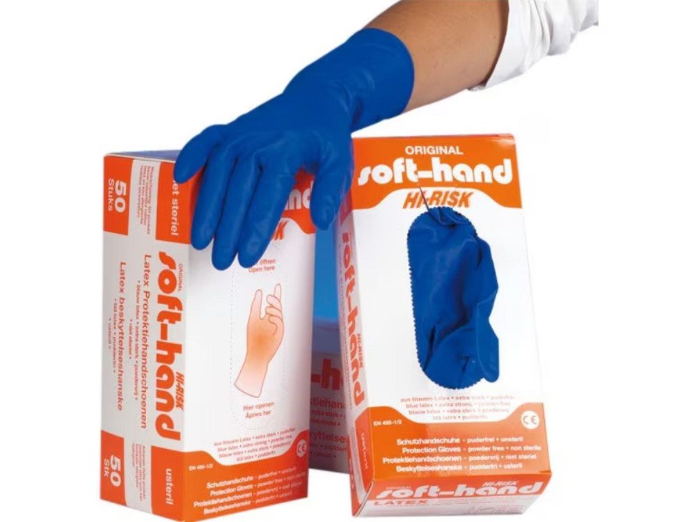 DocMed Latexhandschuhe Soft-Hand Hi-Risk - Latex - puderfrei (Unsterile Latexhandschuhe, 50-St., Medizinische Schutz) Puderfrei und Robuste Latexhandschuhe – Bild 3 von 4