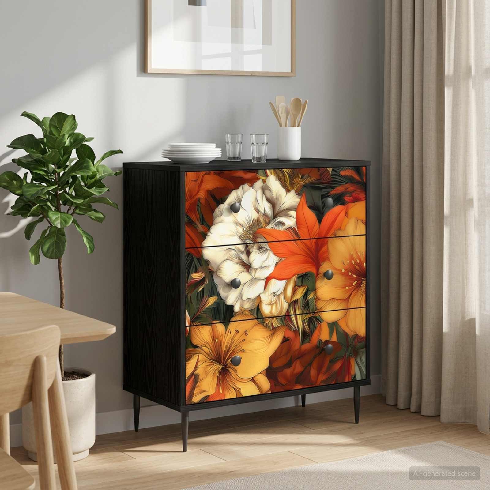 vidaXL Kommode 66 x 36,5 x 76 cm Kommode Schubladenschrank Sideboard GENNEP Lilienmus