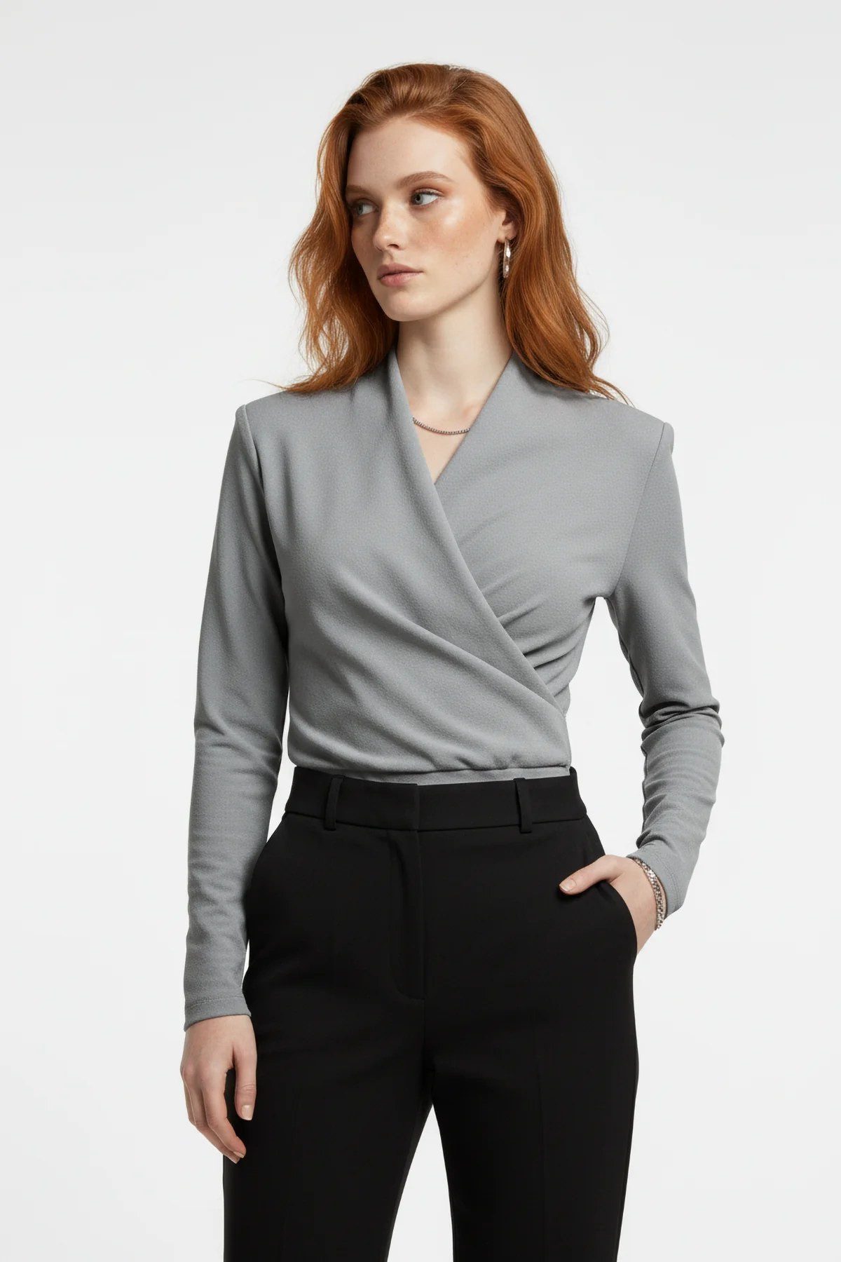 No Matter What Blusenbody Langarm Snap Bodysuit mit Kragen