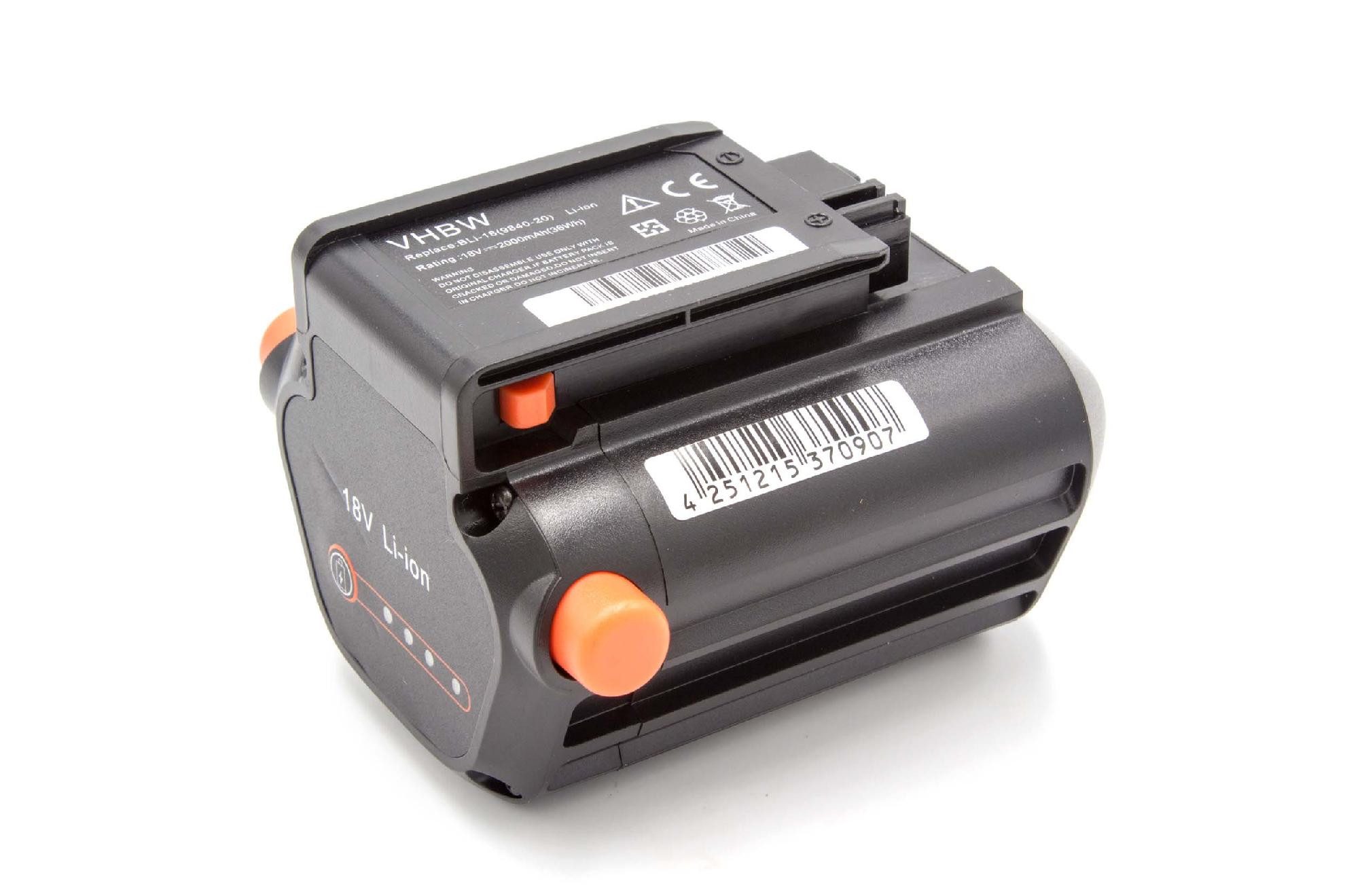 vhbw Akku passend für Gardena Akku-Heckenschere ComfortCut Li-18/60 (9838-20) Heimwerker, Wetterstationen Akku Rasenmäher / Heimwerker, Wetterstationen Akku Heckenschere / Heimwerker, Wetterstationen Akku Gras und Strauchschere (2000mAh, 18V, Li-Ion) 2000 mAh