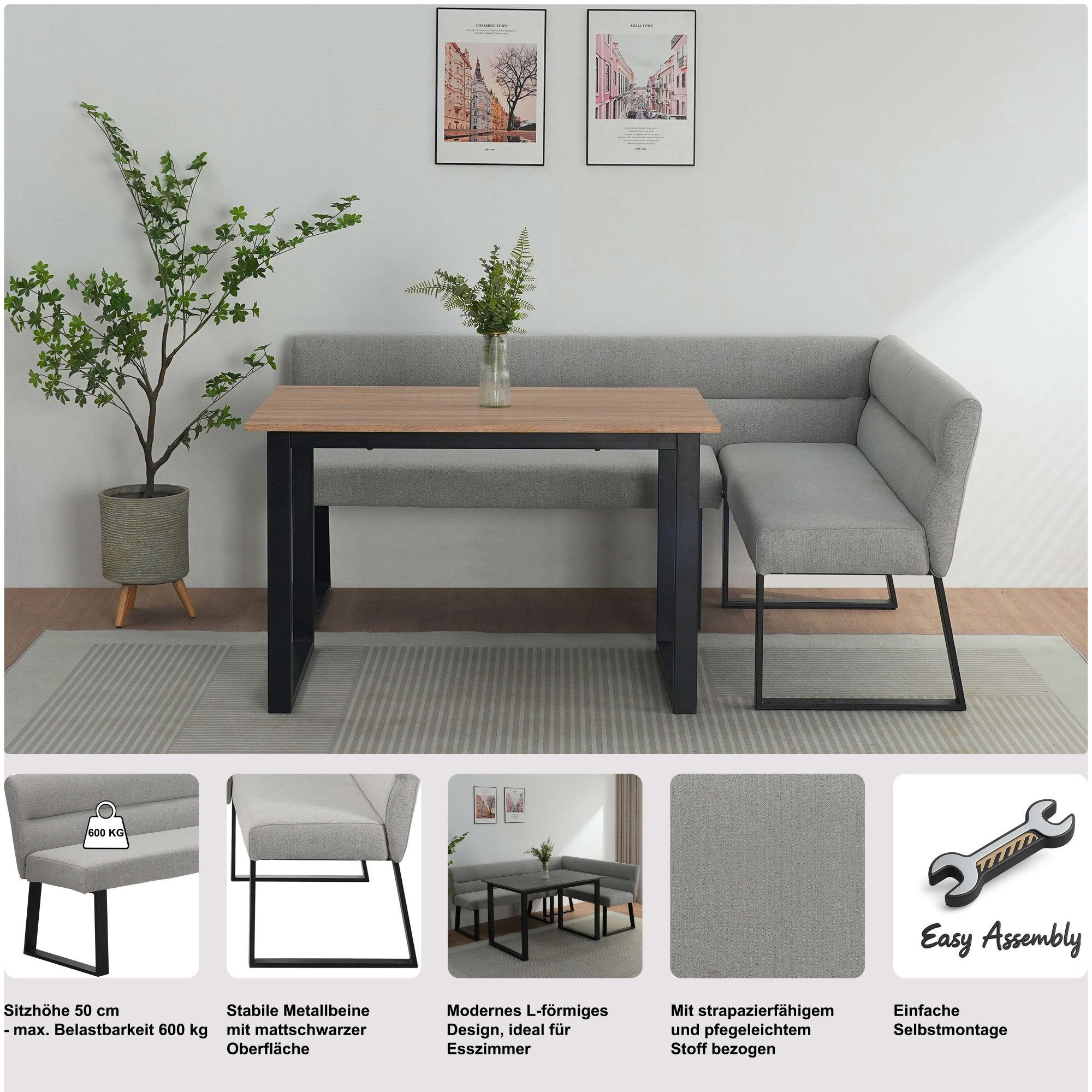 OTTO home Essbank Ivanna, gepolsterte Rückenlehne und Sitzfläche