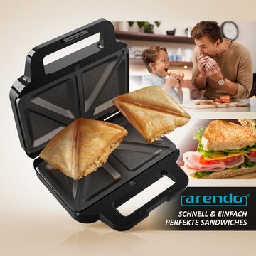 Arendo Sandwichmaker Sandwich Maker, Temperaturkontrolle, Cool Touch Griffe, Anti-Rutsch-, 900 W, Füße, Antihaftbeschichtung, Kabelaufwicklung, BPA-frei & PFOA-frei