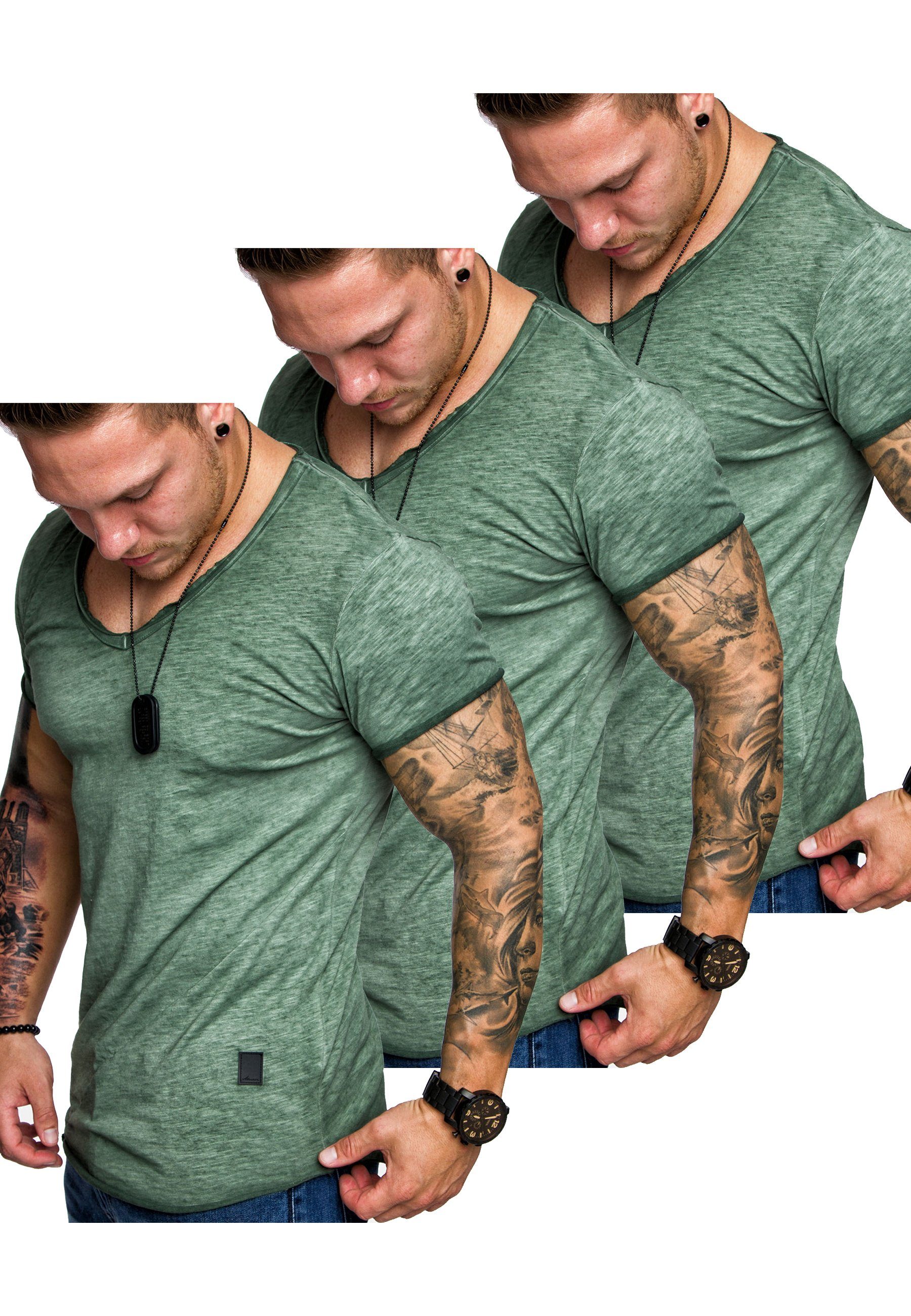 Amaci&Sons T-Shirt 3. NYC Herren 3er-Pack T-Shirts (3er-Pack) Herren Basic Oversize T-Shirt mit V-Ausschnitt