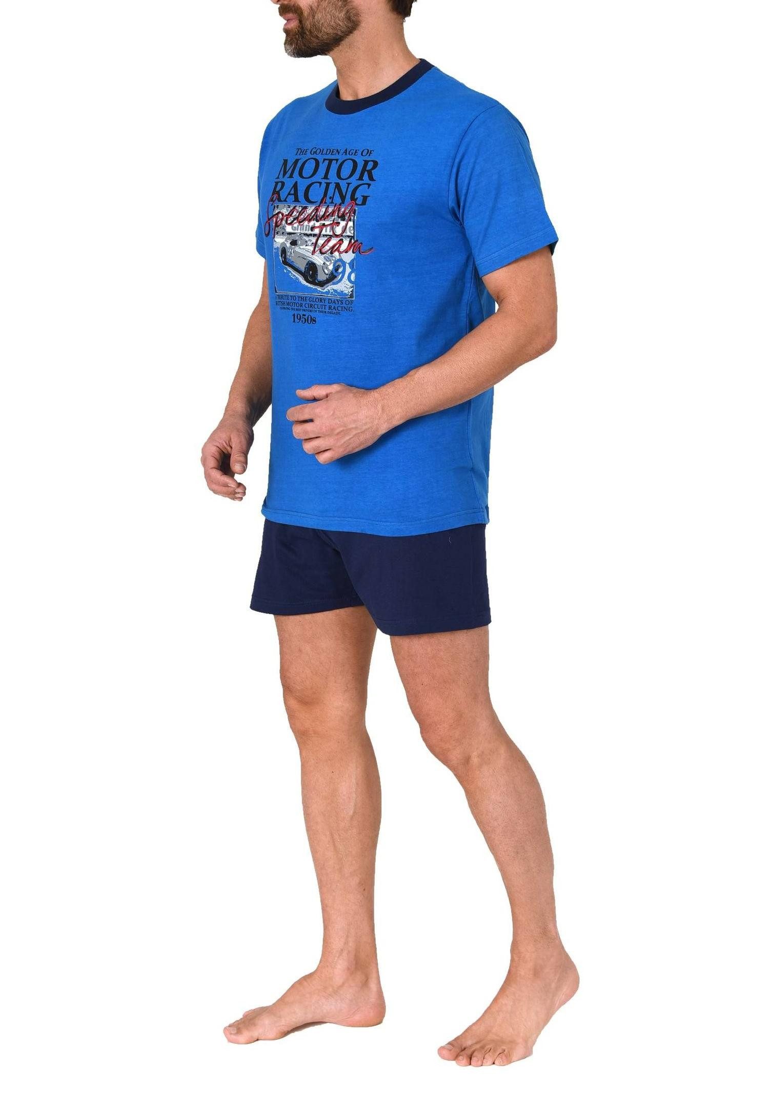 Normann Pyjama Normann Herren kurzarm Schlafanzug Shorty Pyjama mit Automotiv