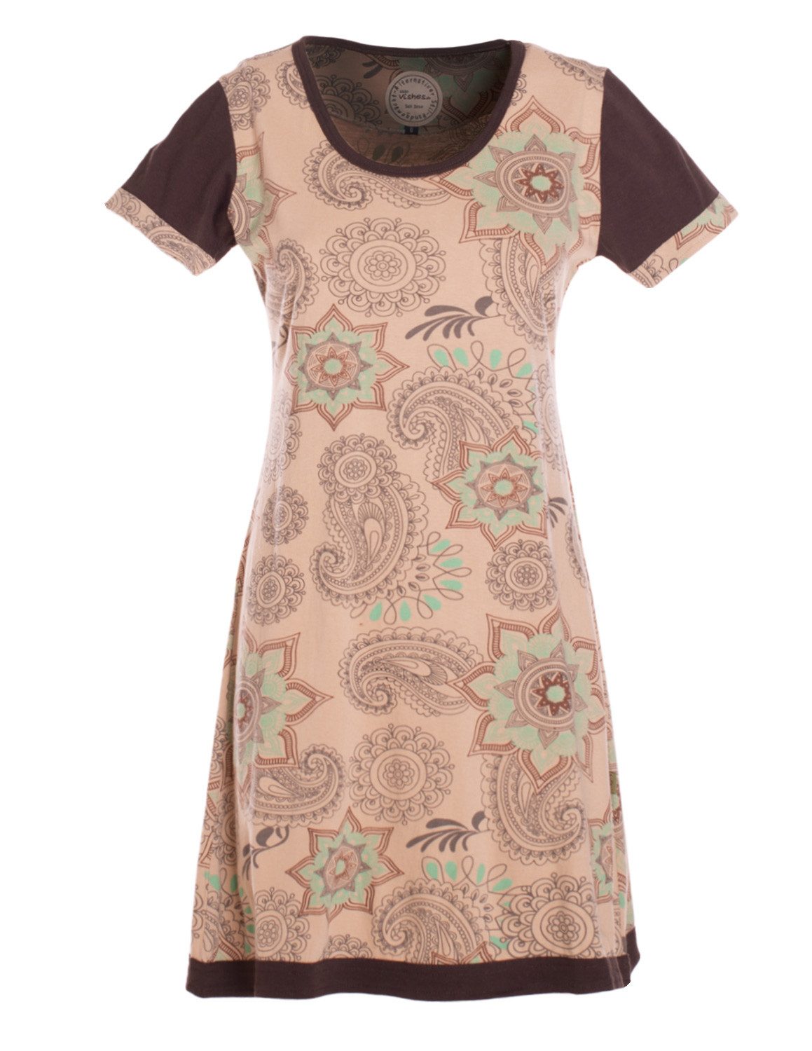 Vishes Sommerkleid Mini Kleid kurzarm Baumwolle Sommerkleid Mandalas Alternative Bekleidung, Ethno, Hippie, Retro Style