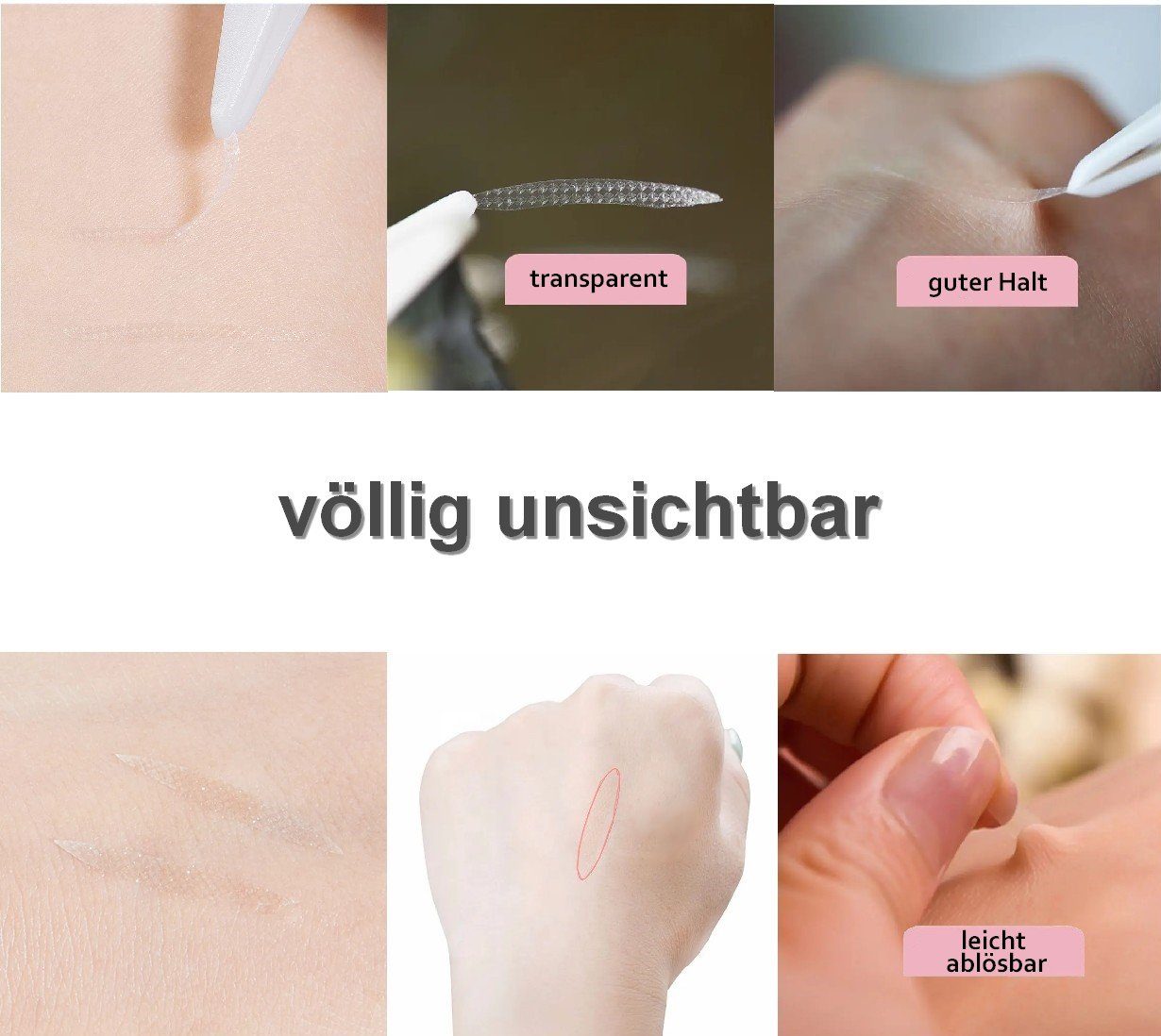 Venicce Love Augenlid-Tape Augenlid Stripes gegen Schlupflider und hängende Augenlider ohne OP (144-St) Augenlid Tapes zur optischen Verschönerung der Augenpartie