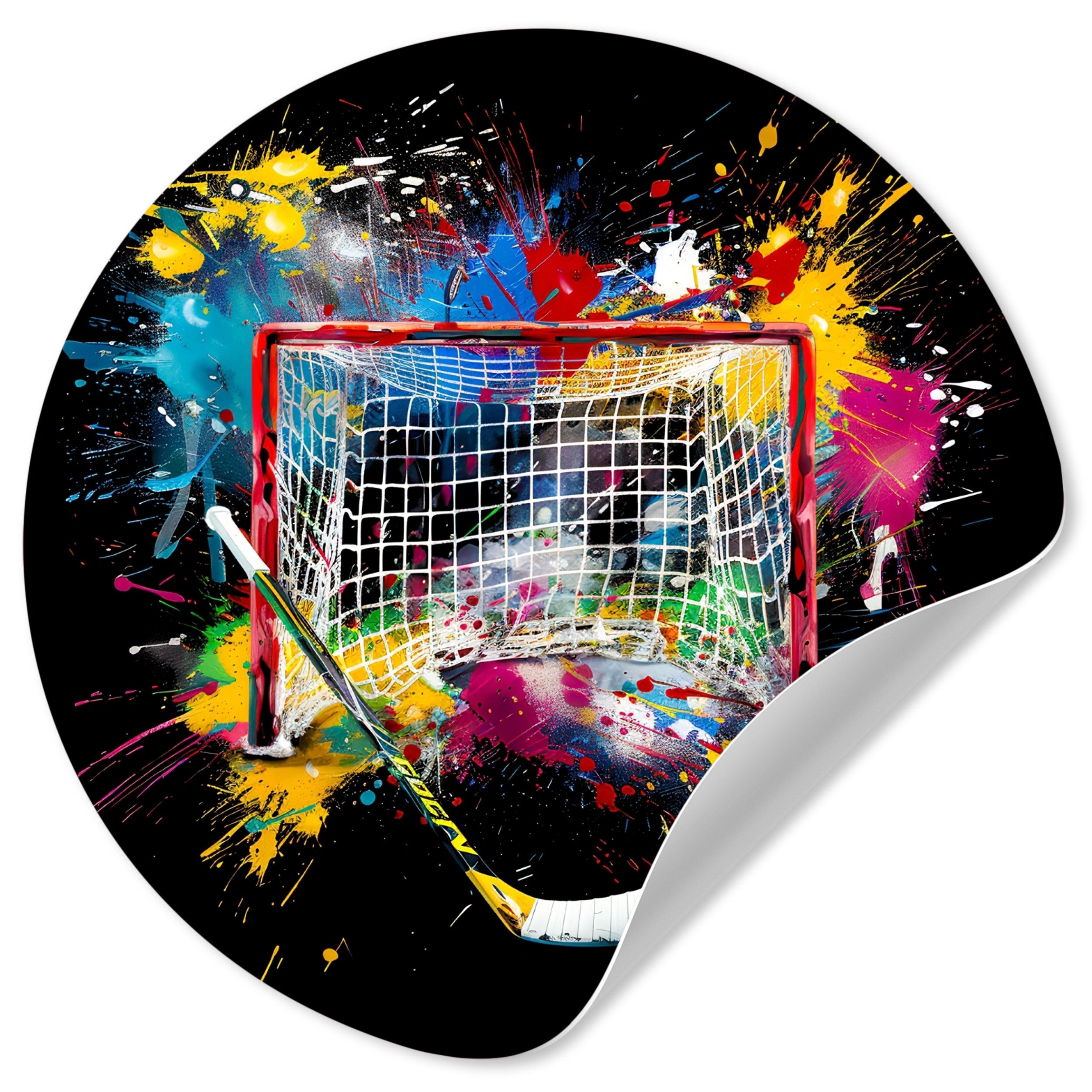 MuchoWow Wandsticker Graffiti - Sport - Eishockey - Eishockeytor (1 St), Wandtattoo Selbstklebend, Wohnzimmer Deko Aufkleber, 30x30 cm