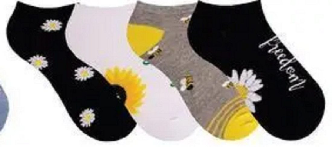 Mein Style Sneakersocken Sneakersocken Mein Style Sonnenblume Biene (4-er Bündel, 4-Paar, 4 Paar) lustiges Design