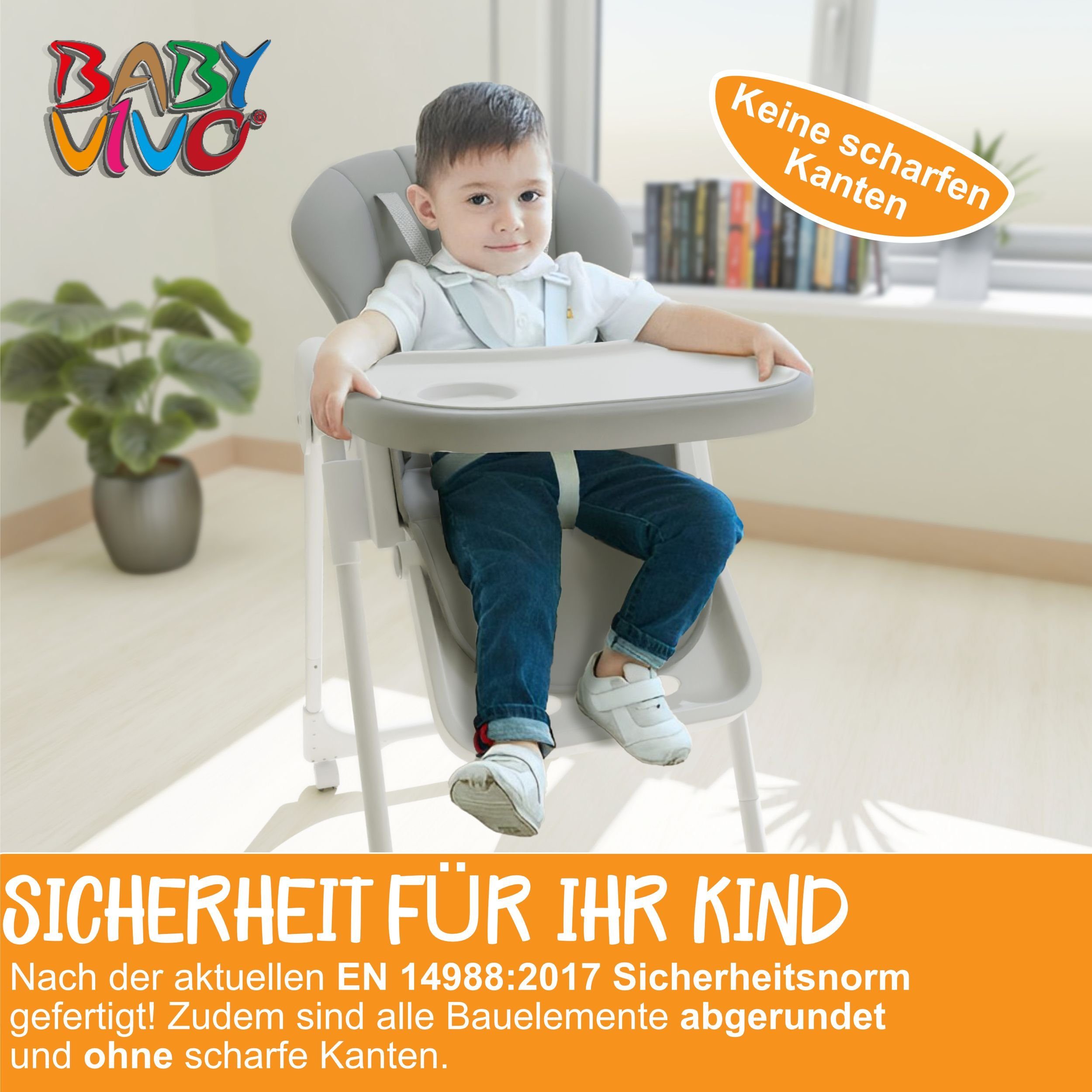 Baby Vivo Hochstuhl Design Kinderhochstuhl aus Kunststoff - Tippy in Stardust