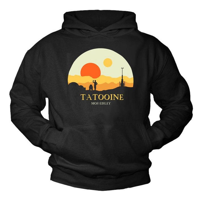 MAKAYA Kapuzenpullover Herren Tatooine Motiv Hoodie mit Aufdruck Kapuze Sweatshirt Jungen