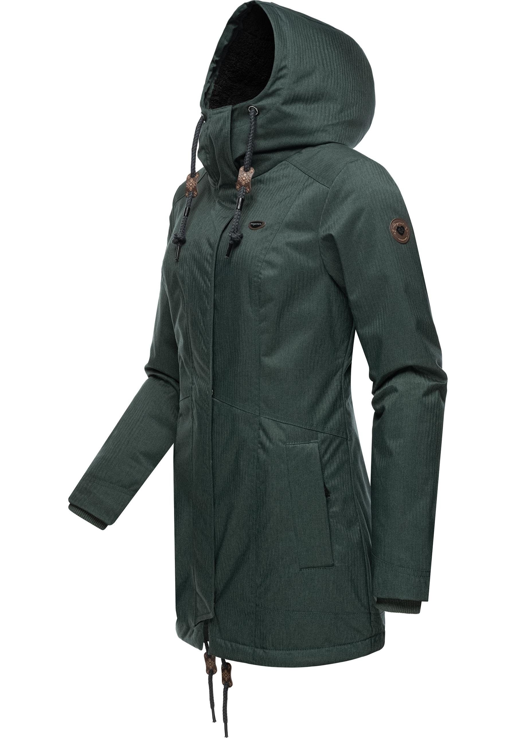 Ragwear Winterjacke Tunned stylischer Winterparka mit Teddyfell Innenfutter