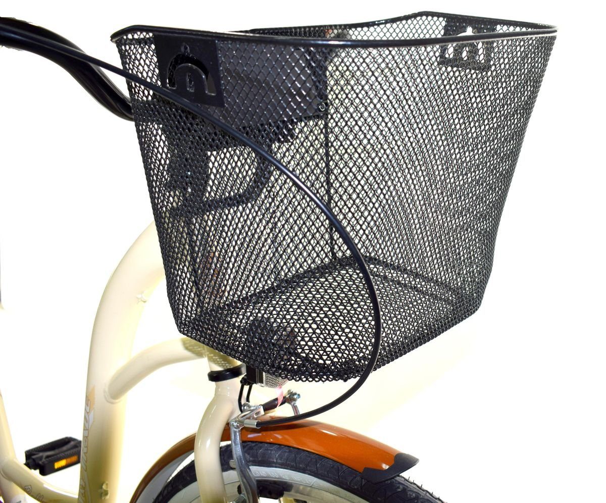 T&Y Trade City Bike 28 inch Women's Girls' City Bicycle Bike Road Traffic Regulations Reflective Beige 1 Speed, 1 Gear, Coaster Brake, Luggage Rack, Lights, Kickstand, Basket