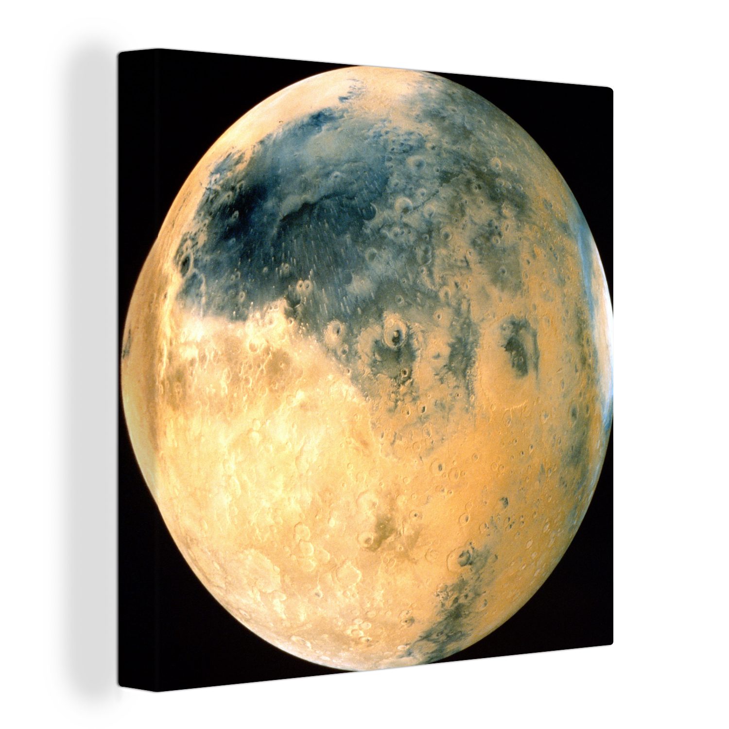 OneMillionCanvasses® Leinwandbild Gelb gefärbter Planet Mars, (1 St), Leinwand Bilder für Wohnzimmer Schlafzimmer