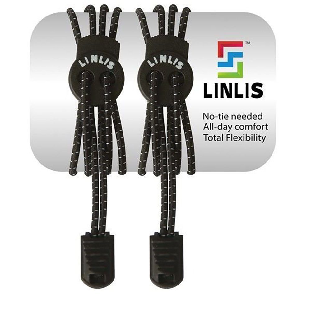 LINLIS Schnürsenkel Elastische Schnürsenkel ohne zu schnüren LINLIS Stretch FIT Komfort mit 27 prächtige Farben, Wasserresistenz, Strapazierfähigkeit, Anwenderfreundlichkeit Schwarz-1