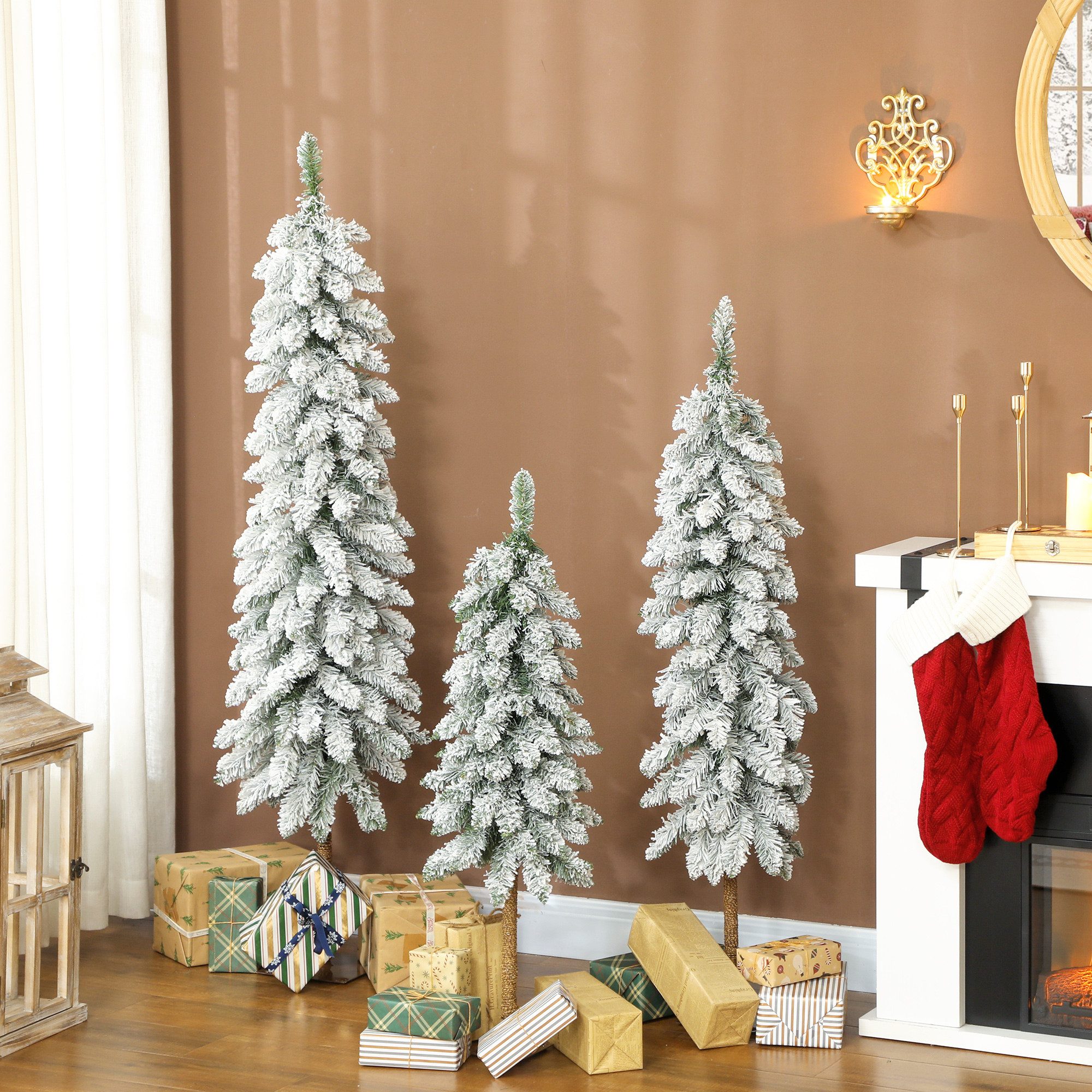 HOMCOM Künstlicher Weihnachtsbaum 3 Größen, Tannenbaum, flammenhemmend, Grün