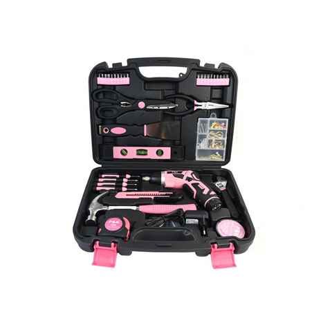 P & K Werkzeugkoffer 135 Teiliges Werkzeugset Werkzeugkoffer in Pink Design (135 St)