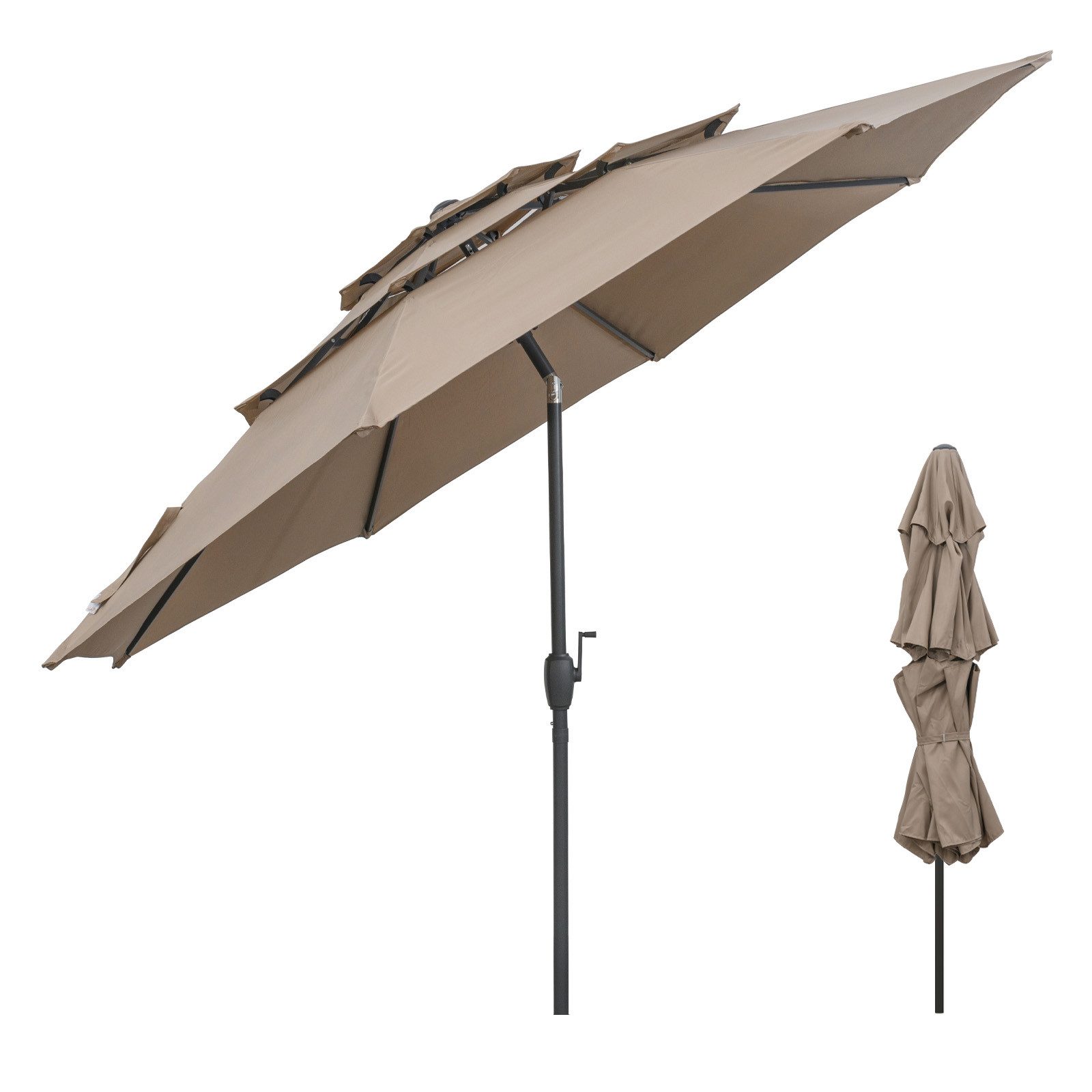 KOMFOTTEU Sonnenschirm, Gartenschirm mit Griff, verstellbarem Winkel