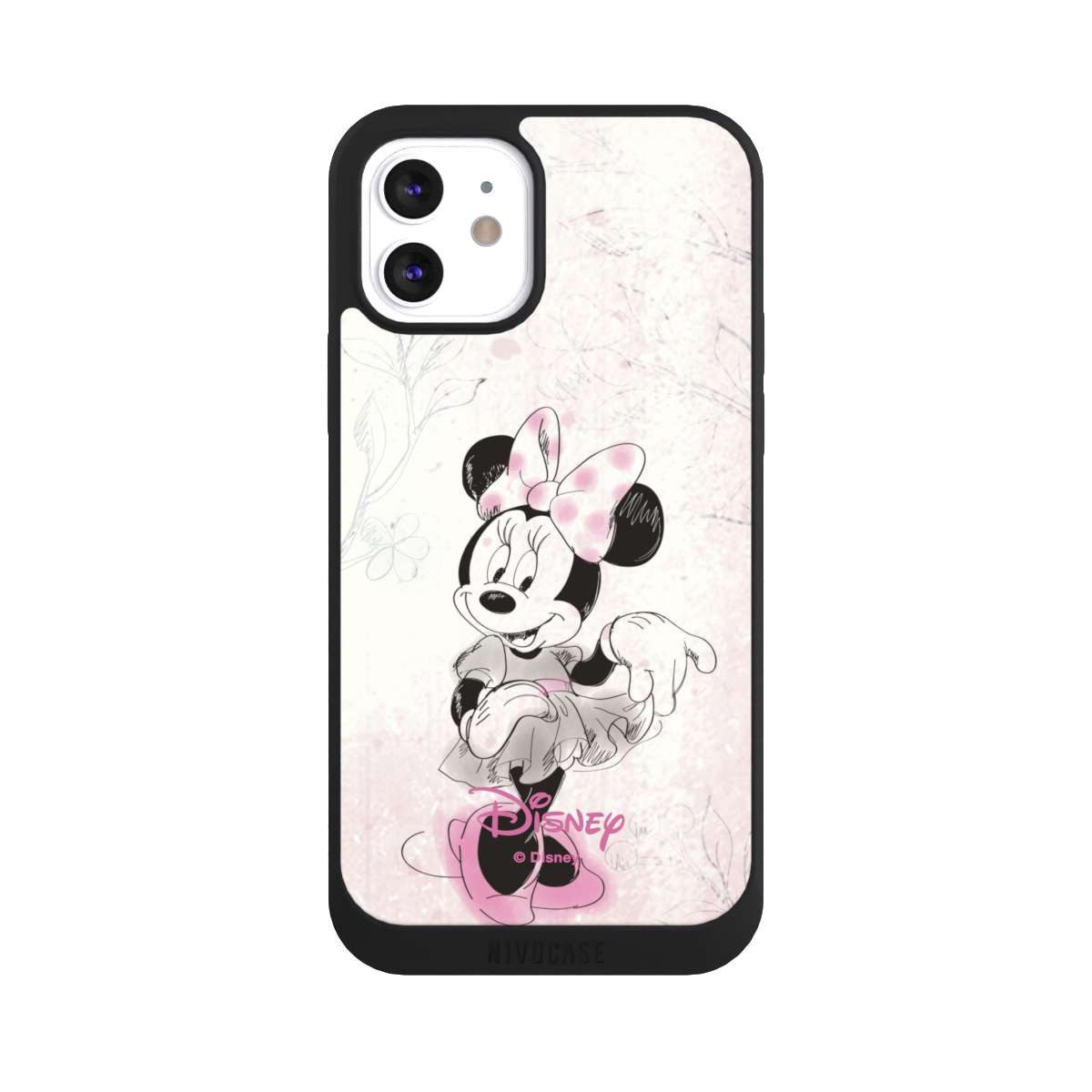NIVOCASE Handyhülle Minnie Mouse Disney Vintage Minnie Watercolor, Apple iPhone 12 Handyhülle Hülle NIVOpure Case Schwarz