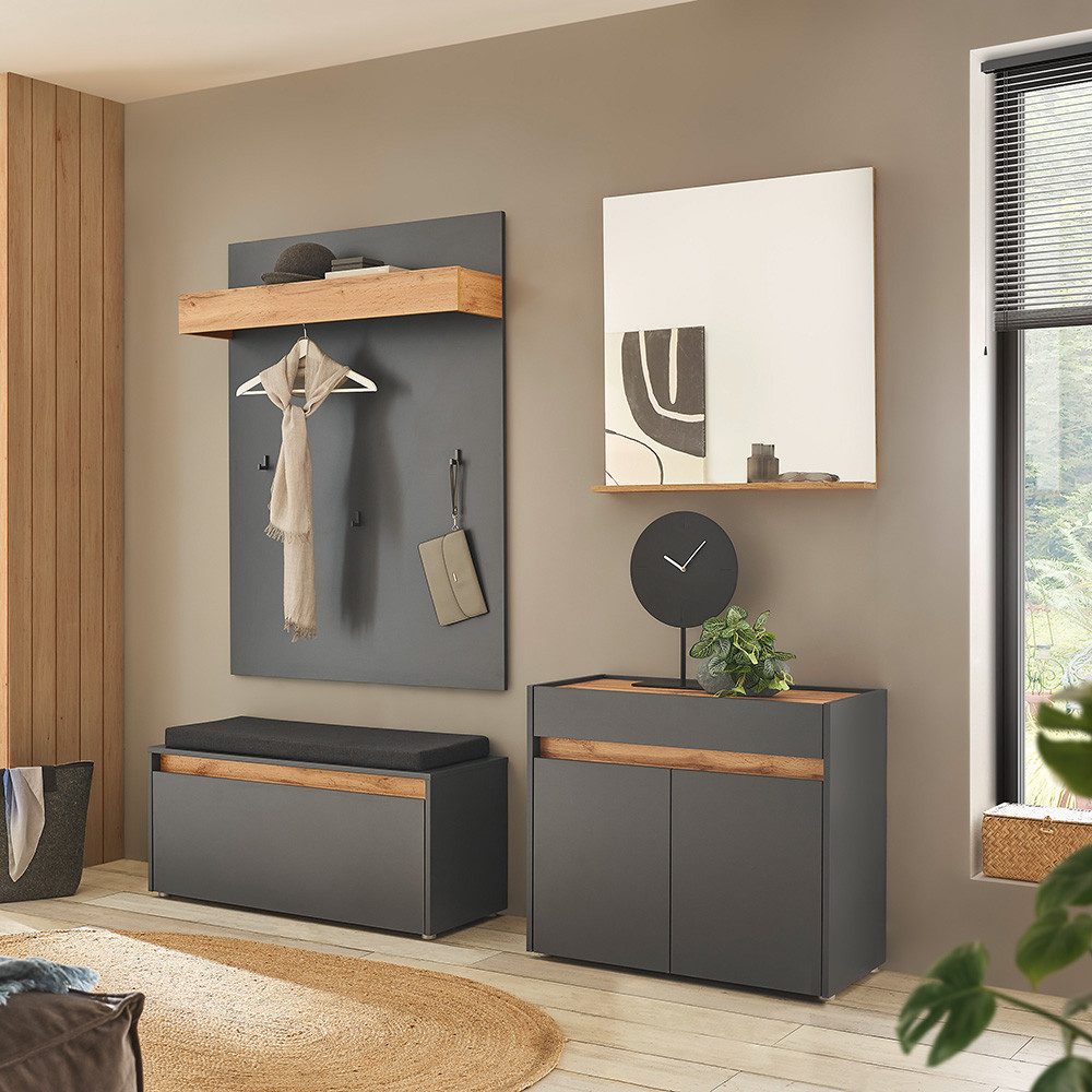 Lomadox Garderoben-Set CRISP-61, (Spar-Set, 4-St., Garderobenpaneel Schuhba günstig online kaufen