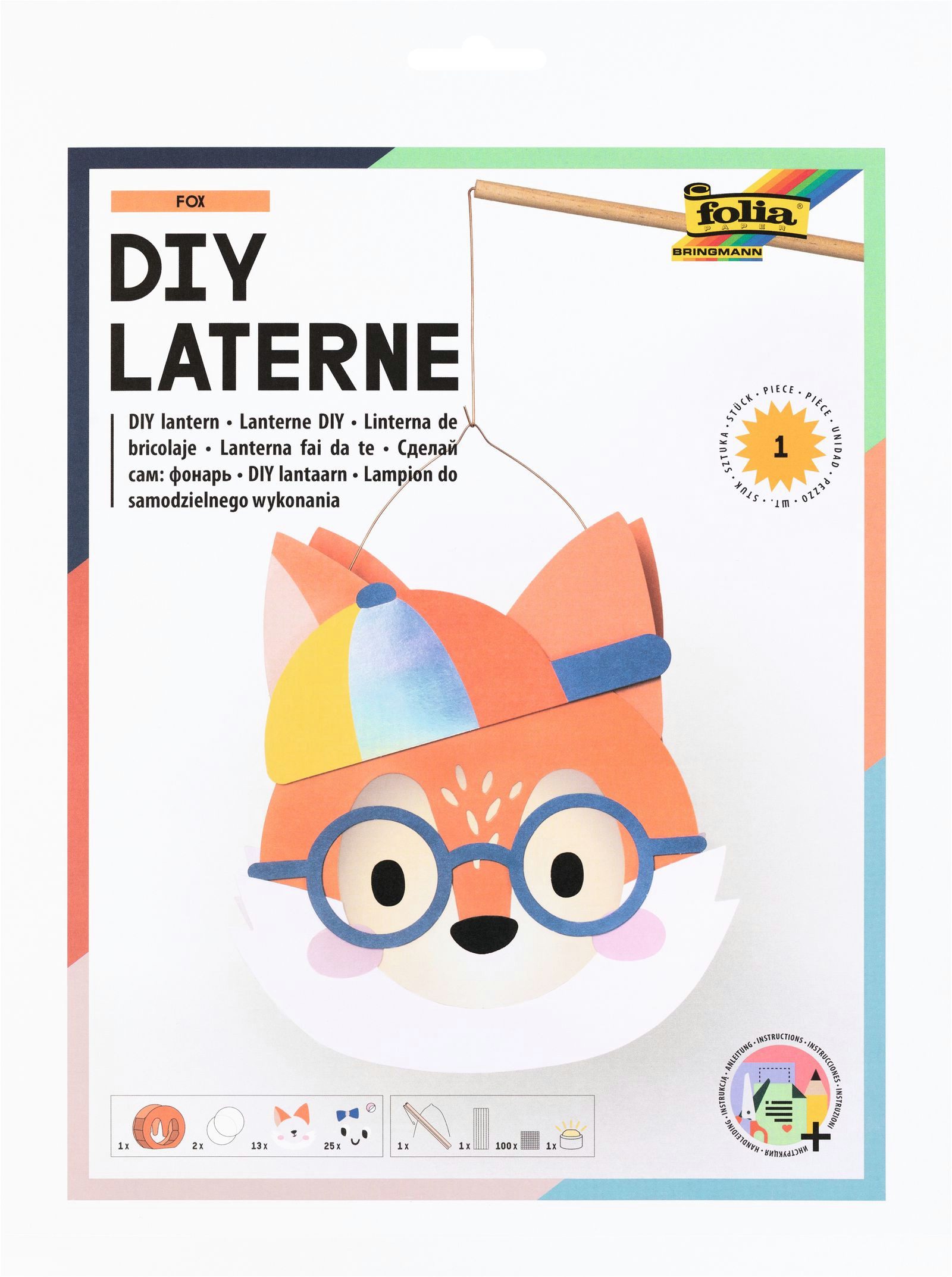 Folia Max Bringmann KG Papierlaterne DIY Laterne - Bastelset mit LED-Licht