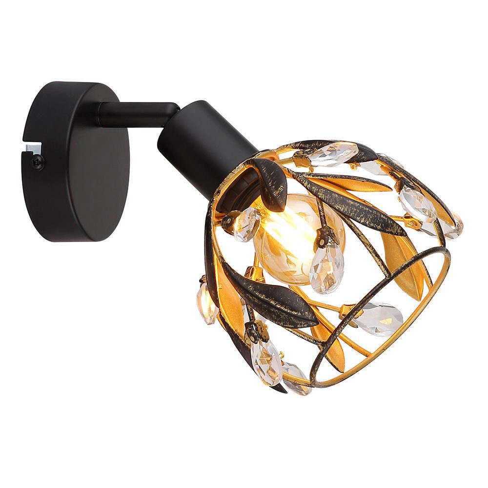GLOBO LIGHTING Wandleuchte, Leuchtmittel nicht inklusive, Wandleuchte Wandlampe Flurlampe Schlafzimmerleuchte Schwarz Gold