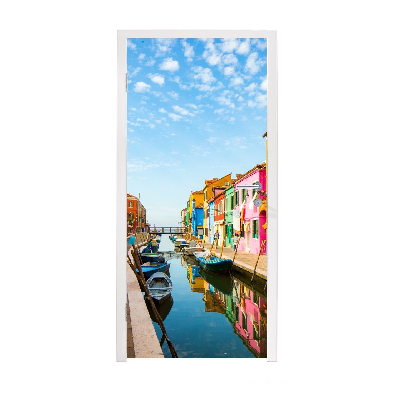 MuchoWow Türtapete Italien - Häuser - Farben, Matt, bedruckt, (1 St), Fototapete für Tür, Türaufkleber, 75x205 cm