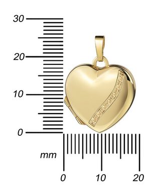 JEVELION Kette mit Anhänger Herz Gold Anhänger Medaillon Gold 333 zum Öffnen für 2 Fotos Herzkette (Herzschmuck aus Gold, für Damen und Mädchen), Mit Panzerkette vergoldet - Länge wählbar 36-70 cm oder ohne Kette.