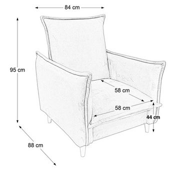 Beautysofa Sessel Pillow (Relaxsessel im sknadinavisches Design, Wohnzimmersessel), Polstersessel für Wohnzimmer, Armchair