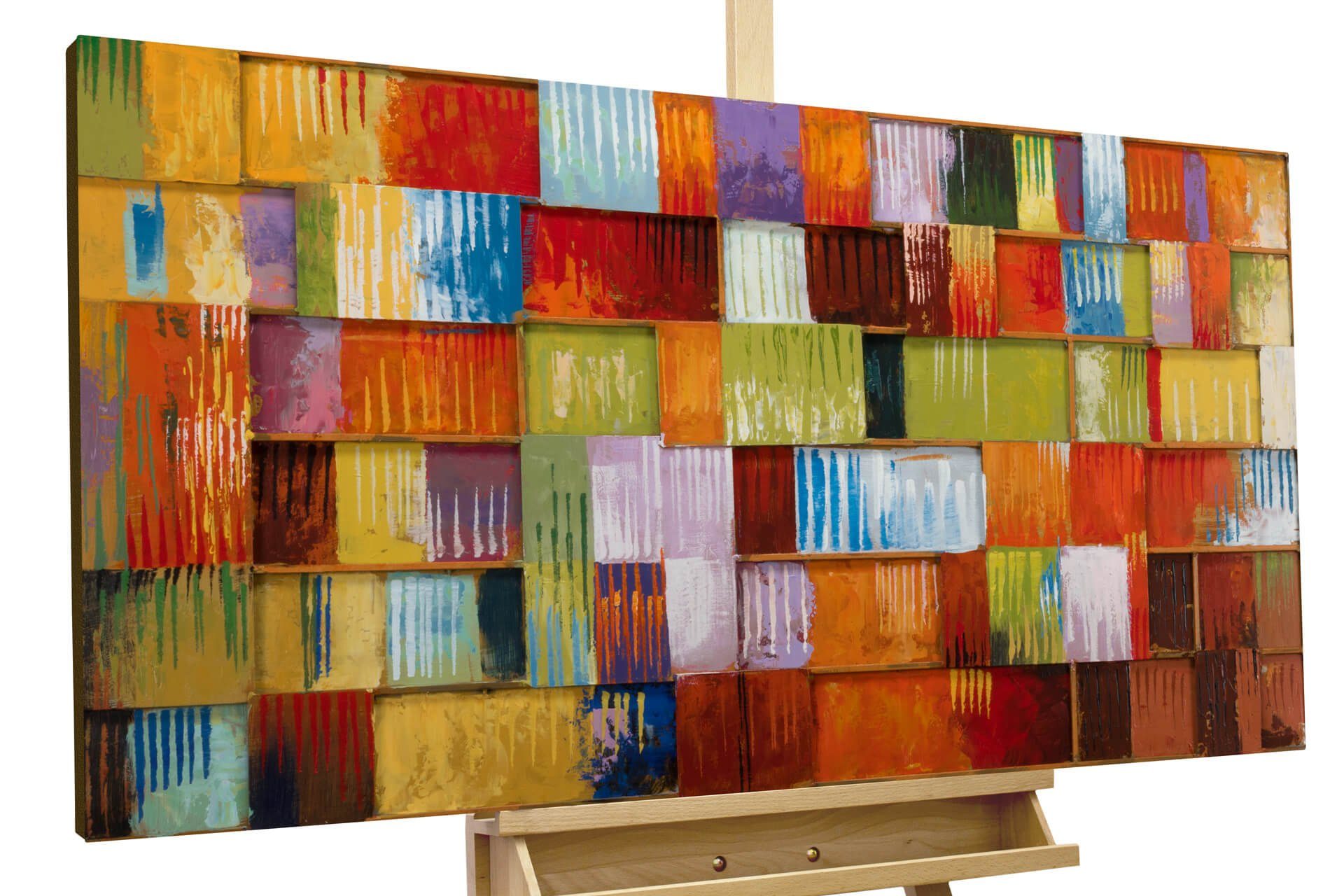 KUNSTLOFT Metallbild Stück für Stück 120x60 cm, handgefertiges Wandrelief 3D