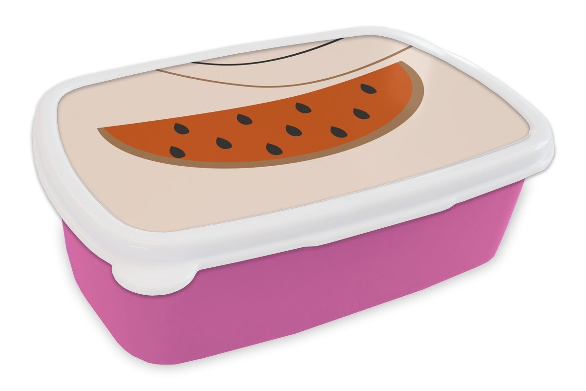 MuchoWow Lunchbox Sommer - Wassermelone - Rosa, Kunststoff, (2-tlg), Brotbox für Erwachsene, Brotdose Kinder, Snackbox, Mädchen, Kunststoff