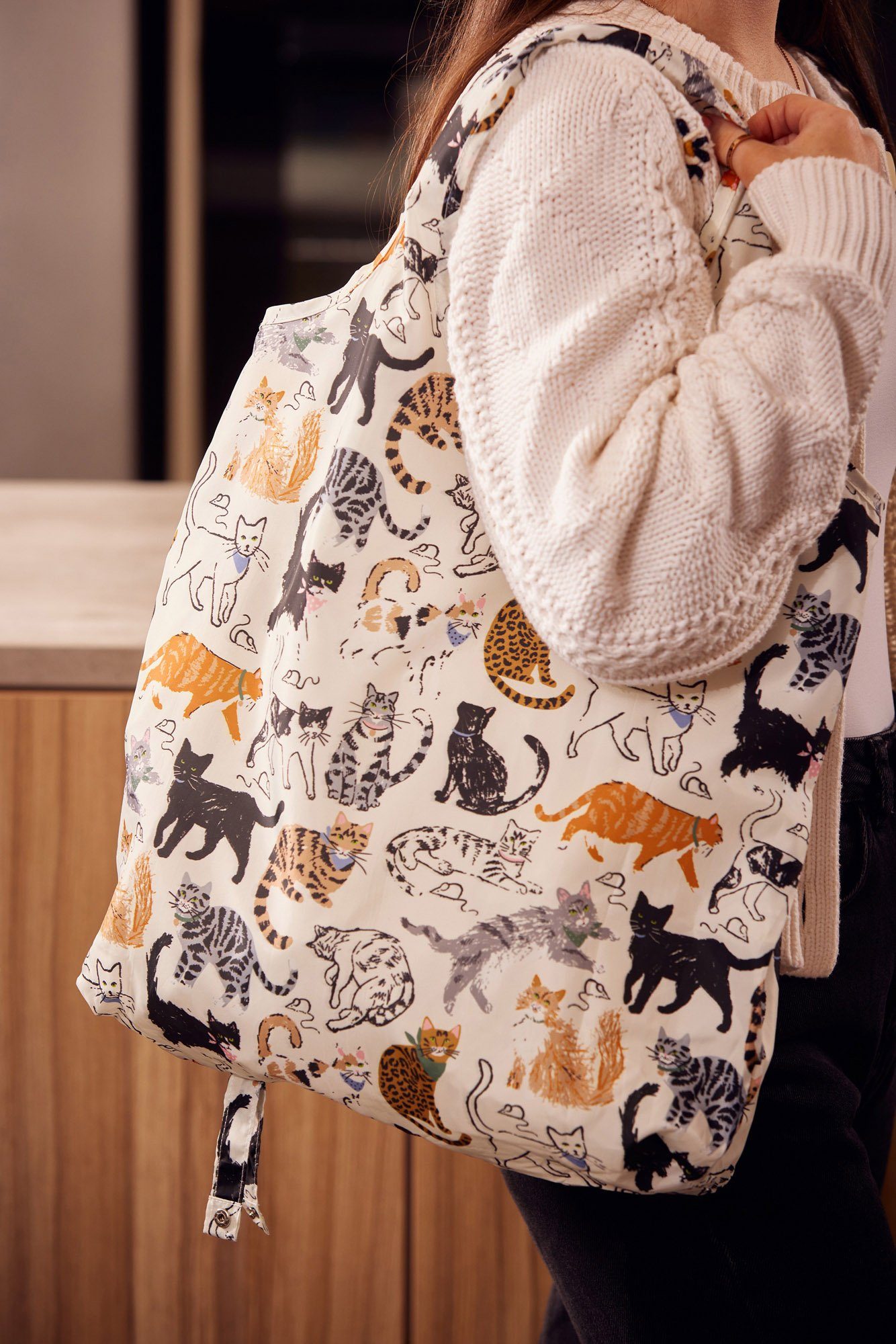 Ulster Weavers Einkaufsbeutel Feline Friends, faltbare Einkaufstasche incl. Tragegriffe ca.46x61cm Roll-up-Tasche – Bild 5 von 5