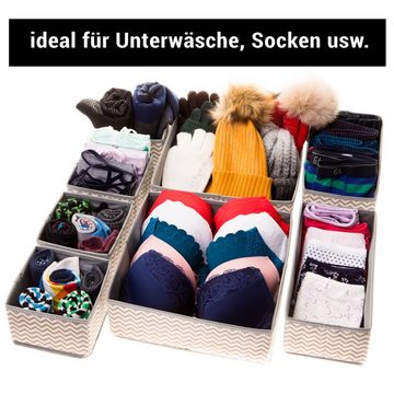 Centi Aufbewahrungsbox 8 Stk. Schubladen Ordnungssystem Schubladen Organizer (Spar Set, 8 St., 2* 28x28x10cm, 2* 28x14x10cm, 4* 14x14x10cm), faltbar, stabile Boxen in 3 verschiedenen Größen