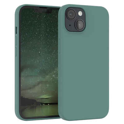 EAZY CASE Handyhülle Premium Silikon Case für Apple iPhone 14 6,1 Zoll, Schutzhülle mit Kameraschutz Back Cover Bumper Case Case Dunkelgrün